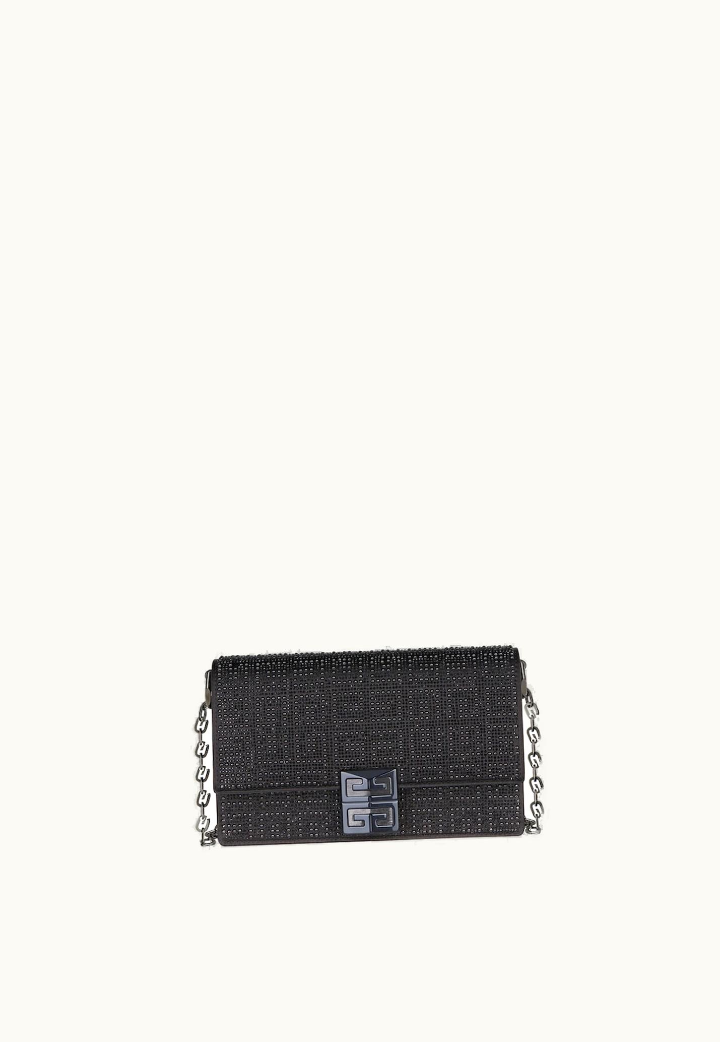 Givenchy Givenchy Small 4G Bag In Satin With 4G Studs, Strass And Chain - Black