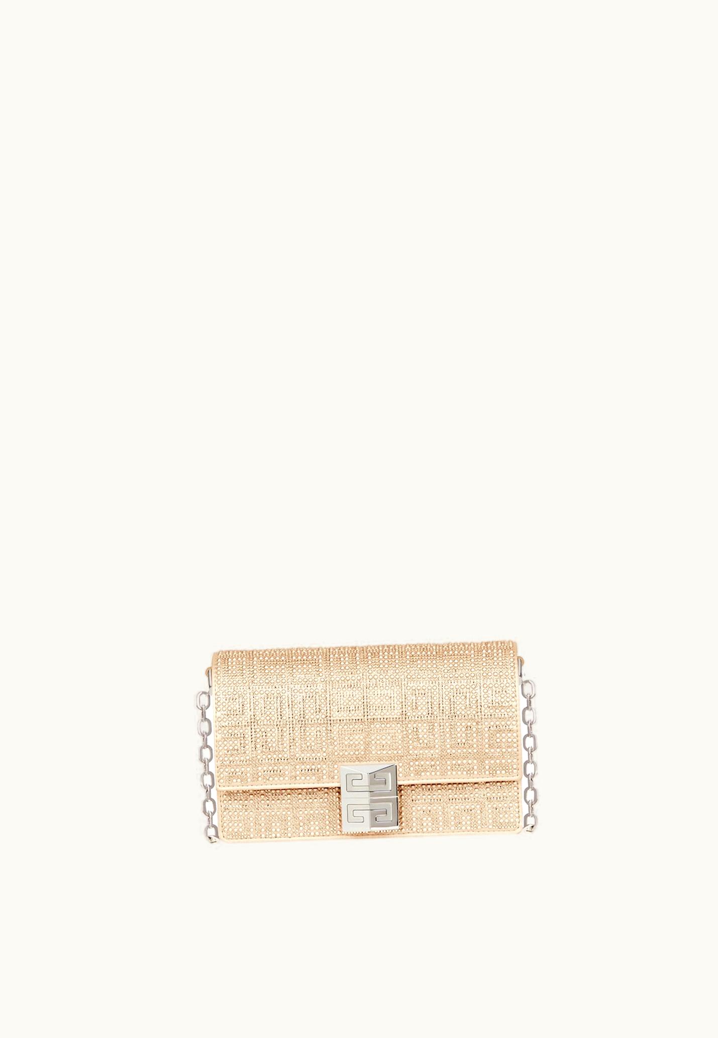 Givenchy Givenchy Small 4G Bag In Satin With 4G Studs, Strass And Chain - Blond