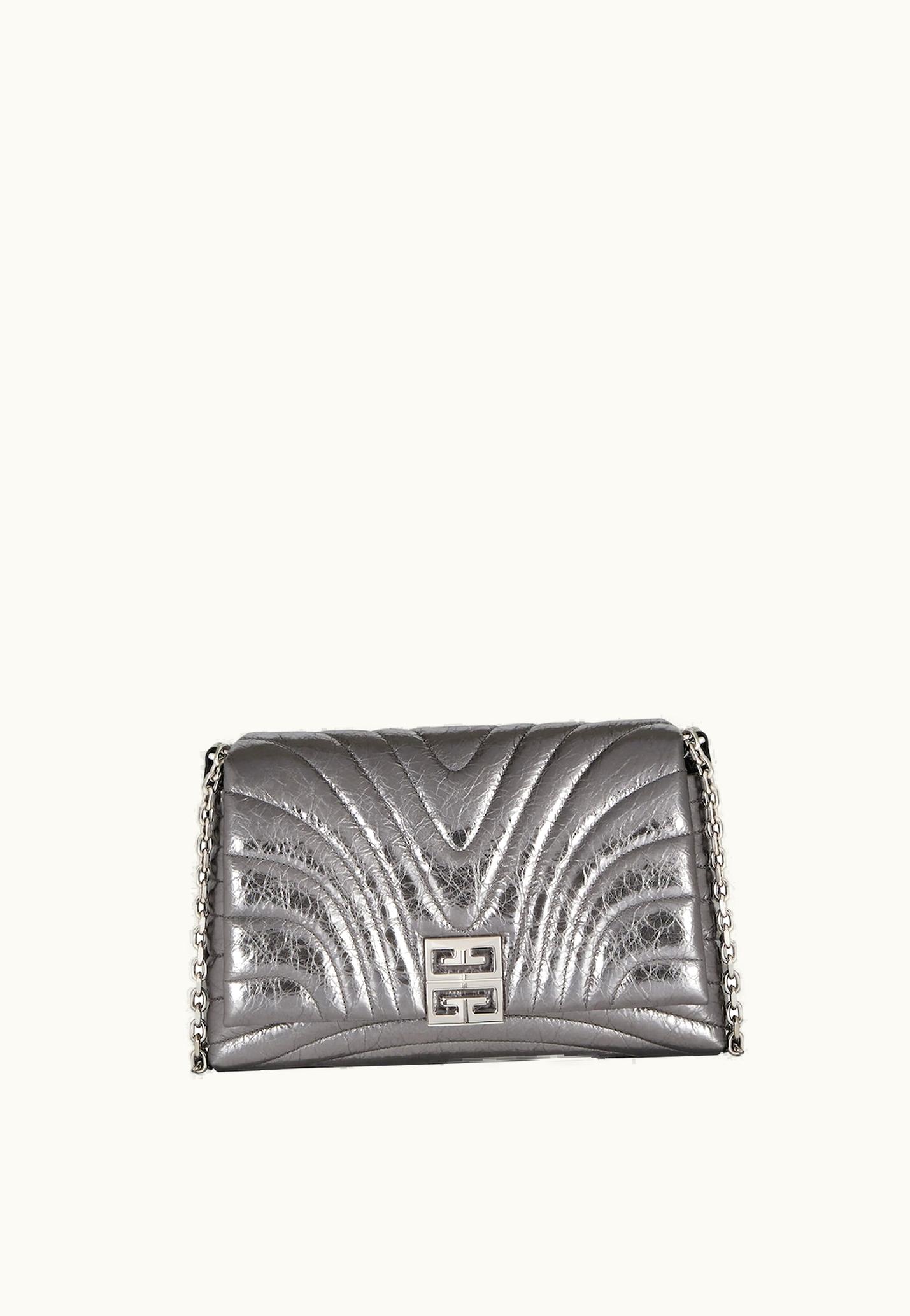 Givenchy Givenchy Medium 4G Soft Bag In Quilted Laminated Leather - Silvery Grey