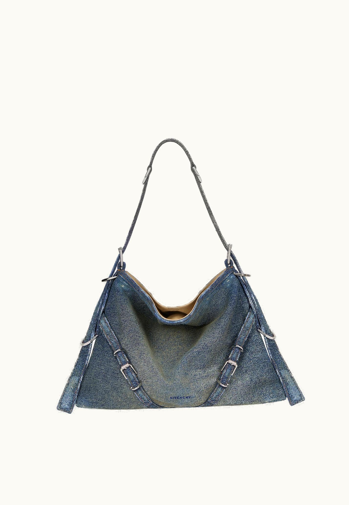 Givenchy Givenchy Medium Voyou Bag In Washed Denim - Military Blue