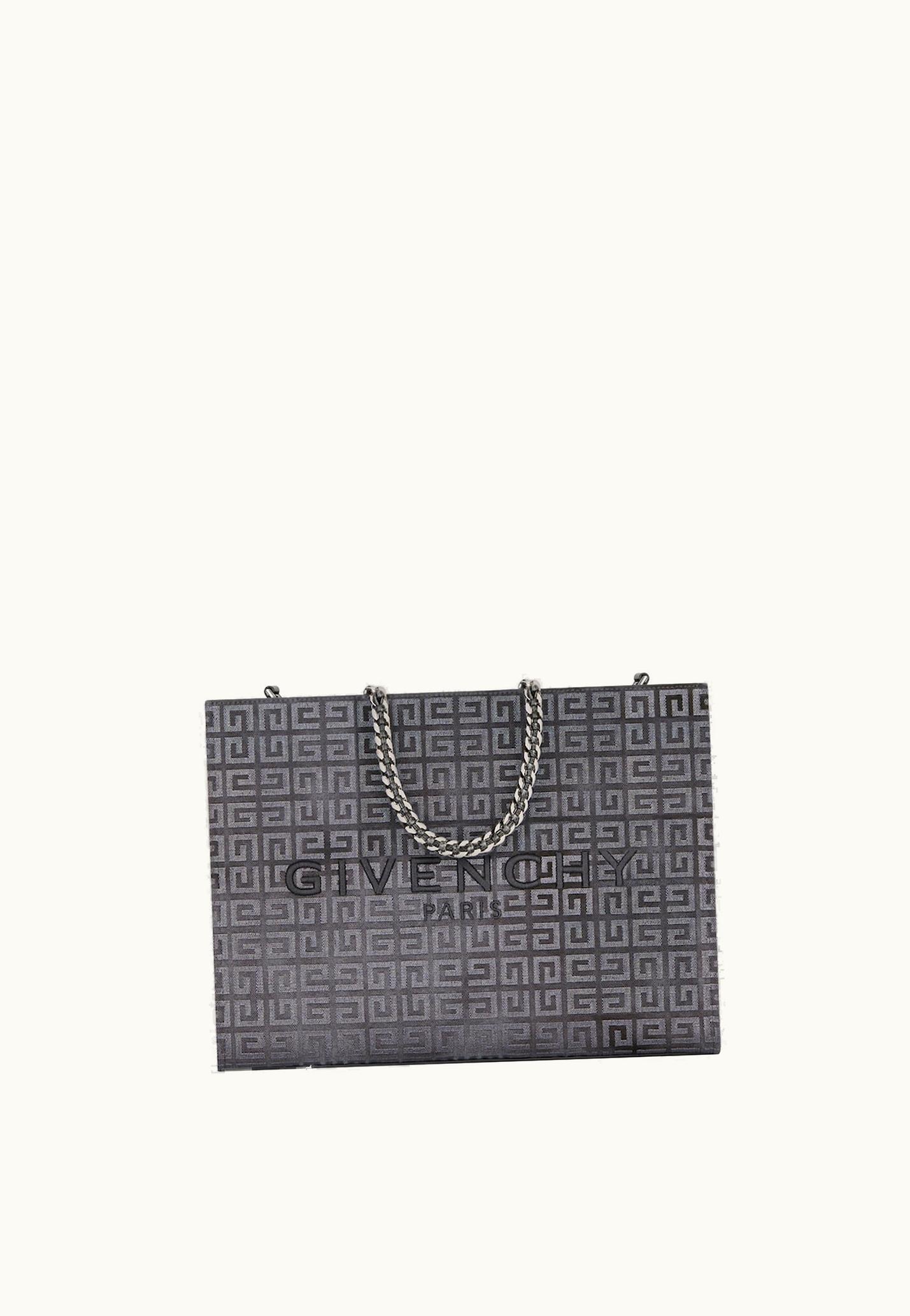 Givenchy Givenchy Medium G-Tote Shopping Bag In 4G Canvas With Chain - Dark Grey