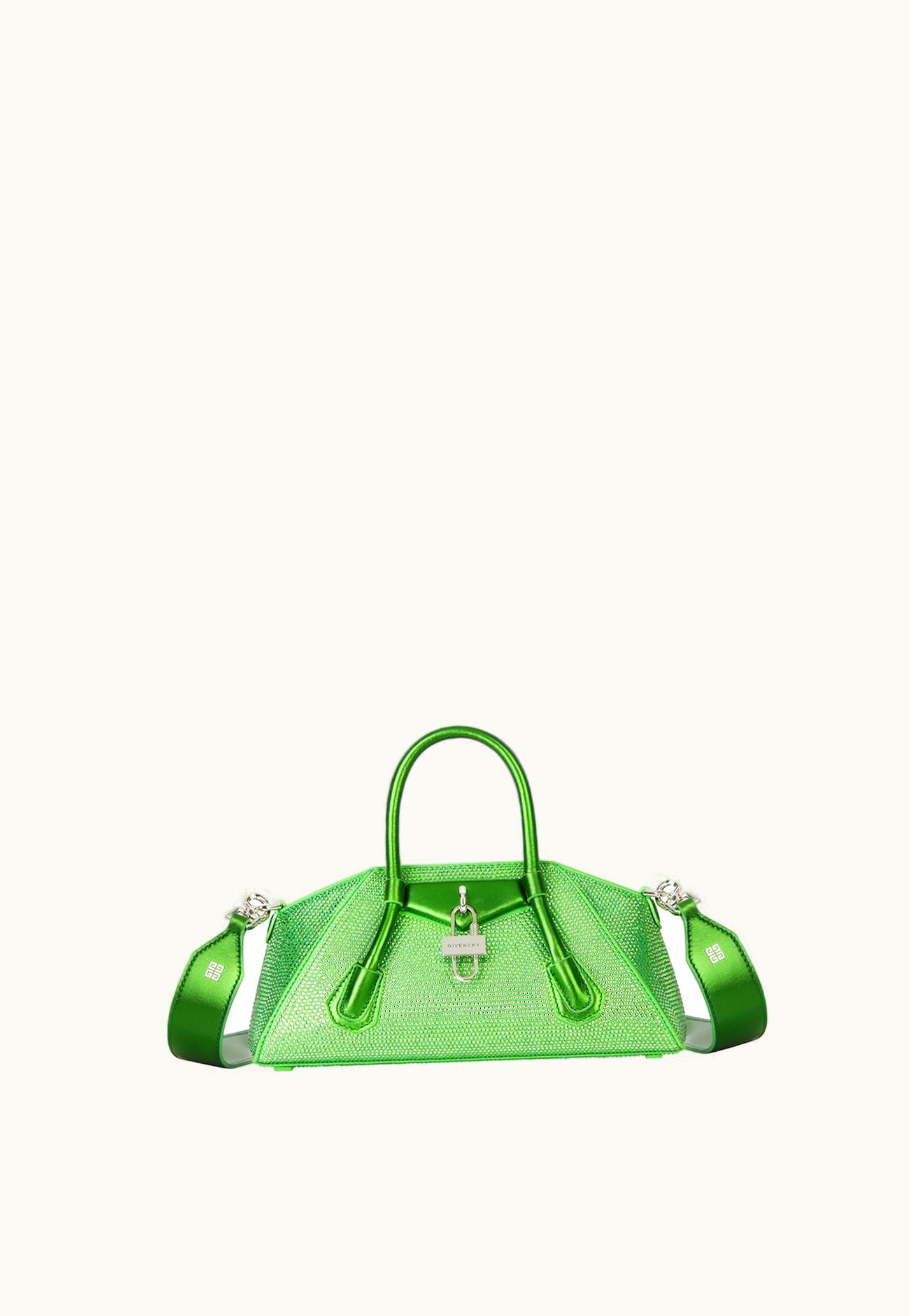 Givenchy Givenchy Mini Antigona Stretch Bag In Satin With Strass - Absynthe Green