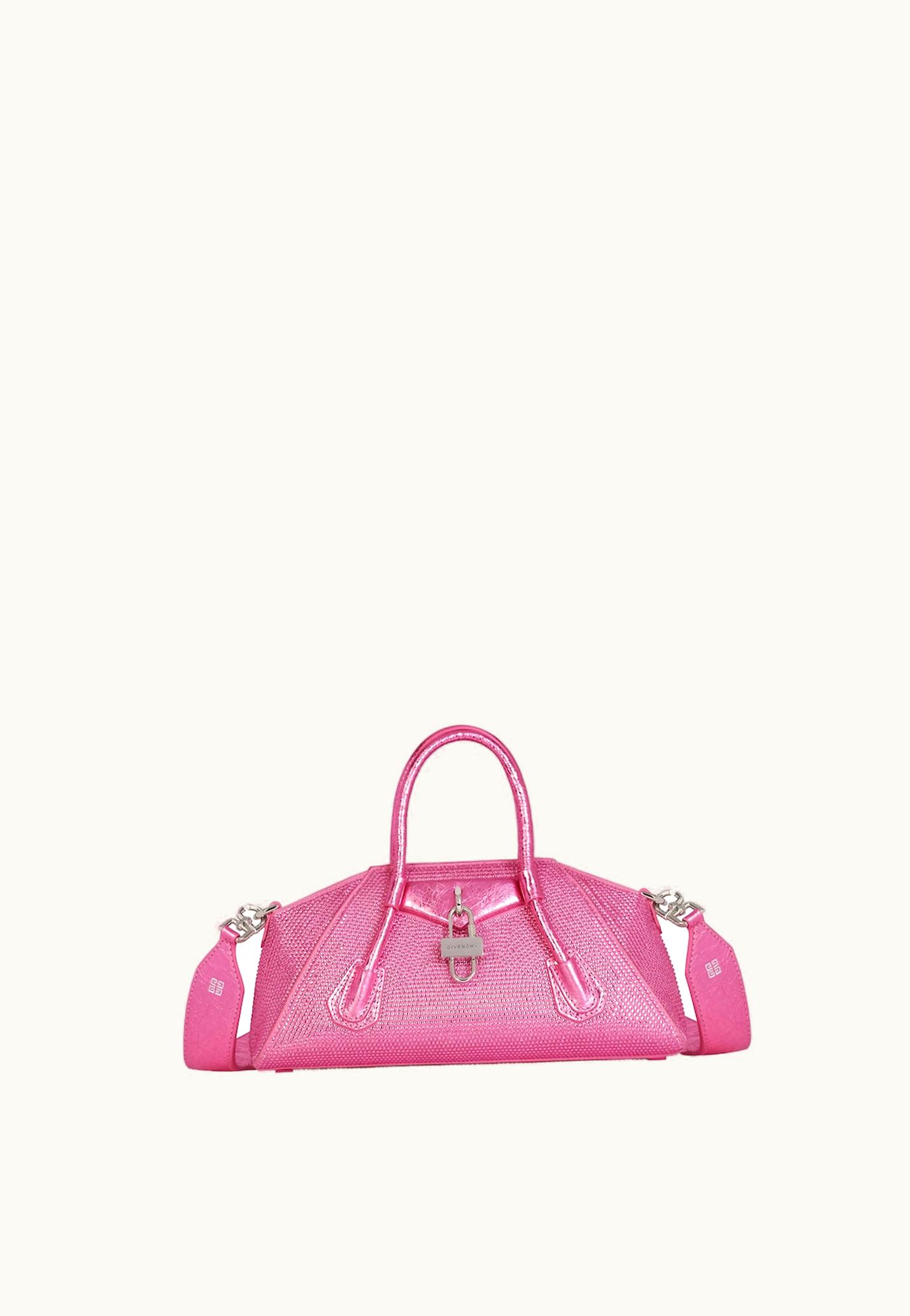 Givenchy Givenchy Mini Antigona Stretch Bag In Satin And Strass - Neon Pink