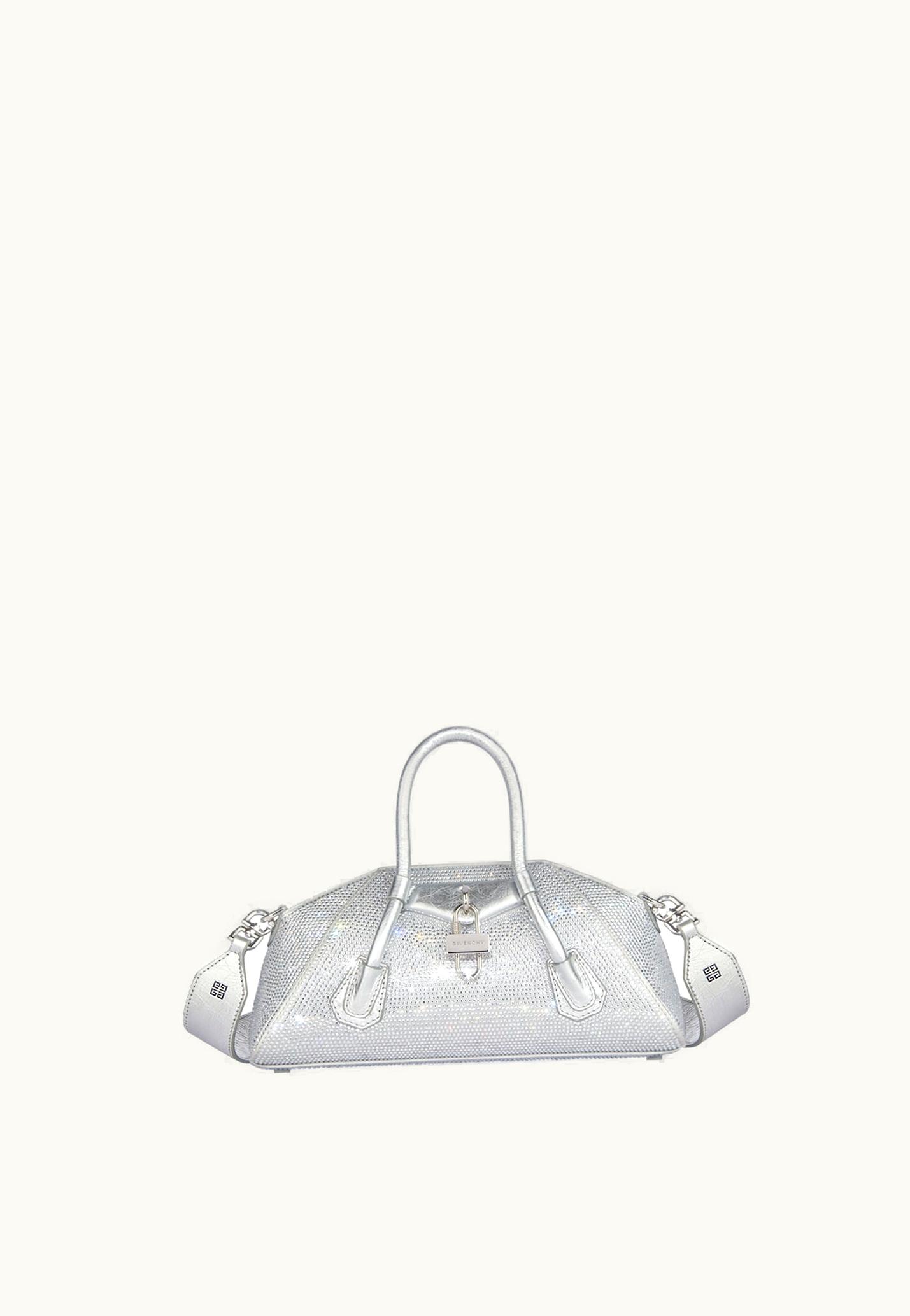 Givenchy Givenchy Mini Antigona Stretch Bag In Satin And Strass - Silvery Grey