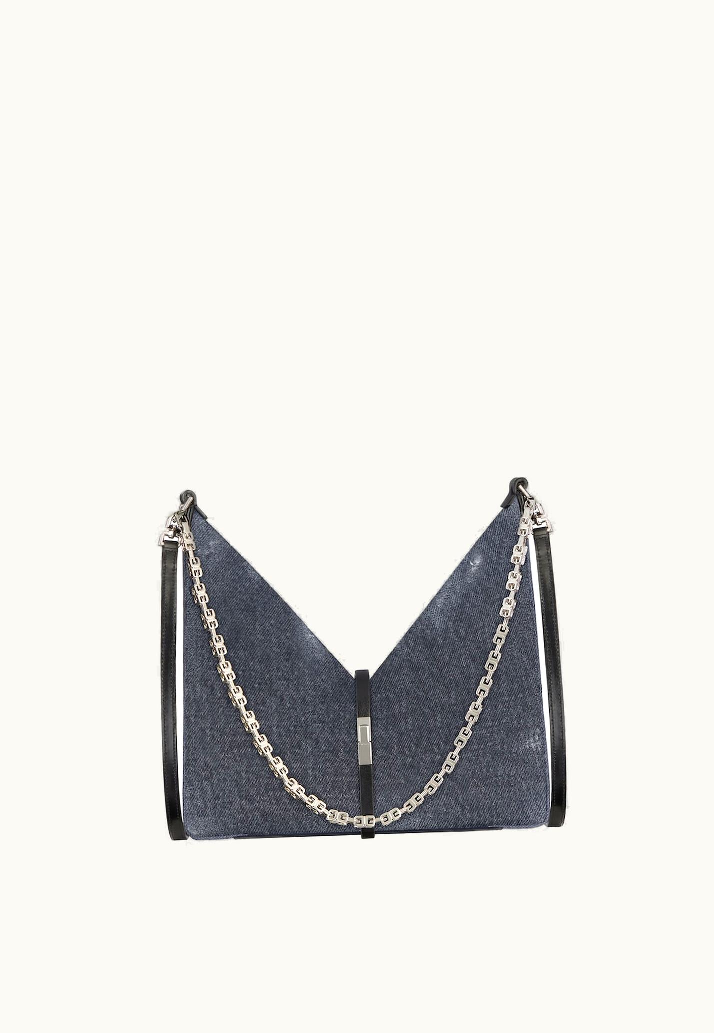 Givenchy Givenchy Small Cut Out Bag In Washed Denim With Chain - Black