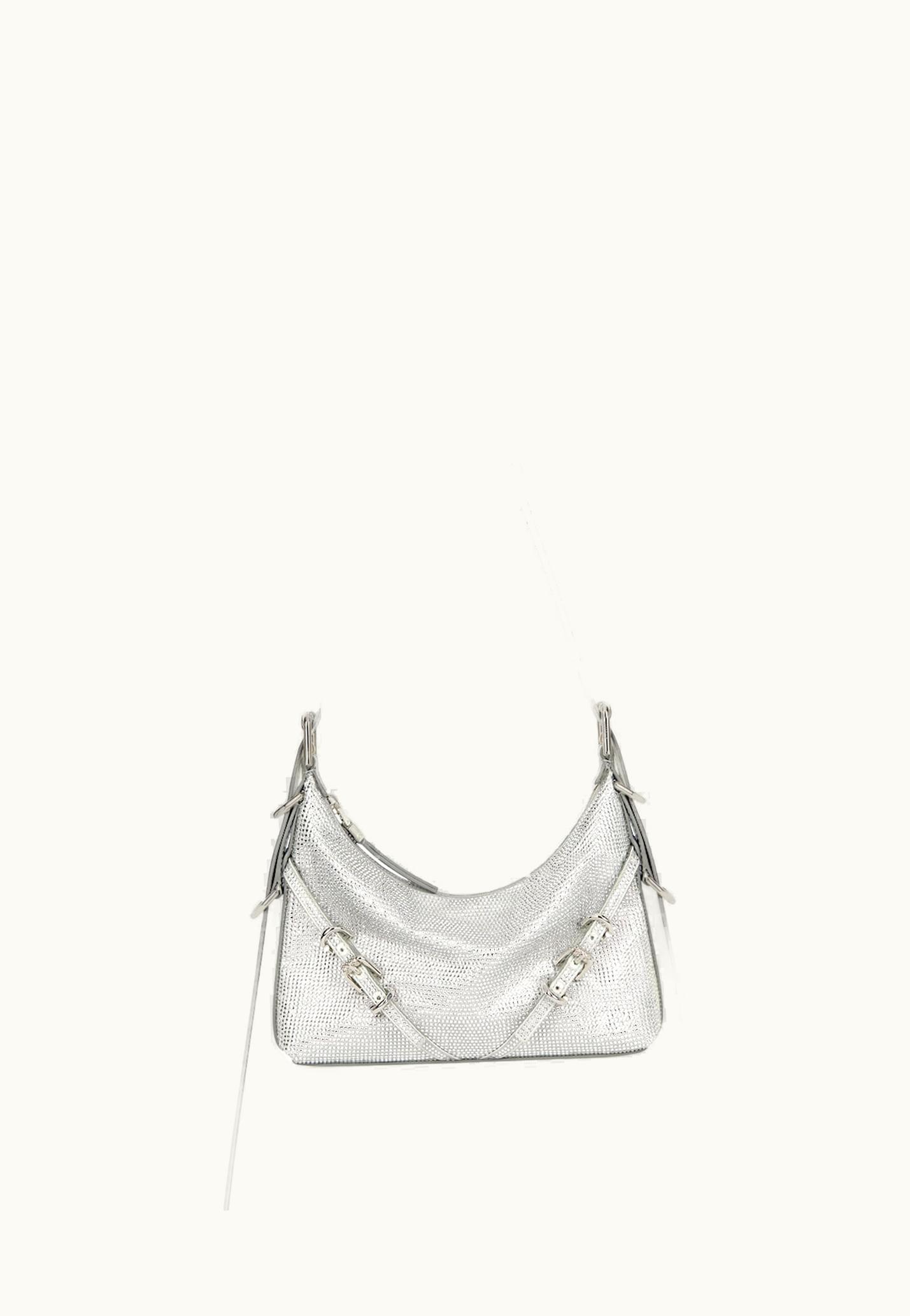 Givenchy Givenchy Mini Voyou Bag In Satin With Strass And Leather - Silvery Grey
