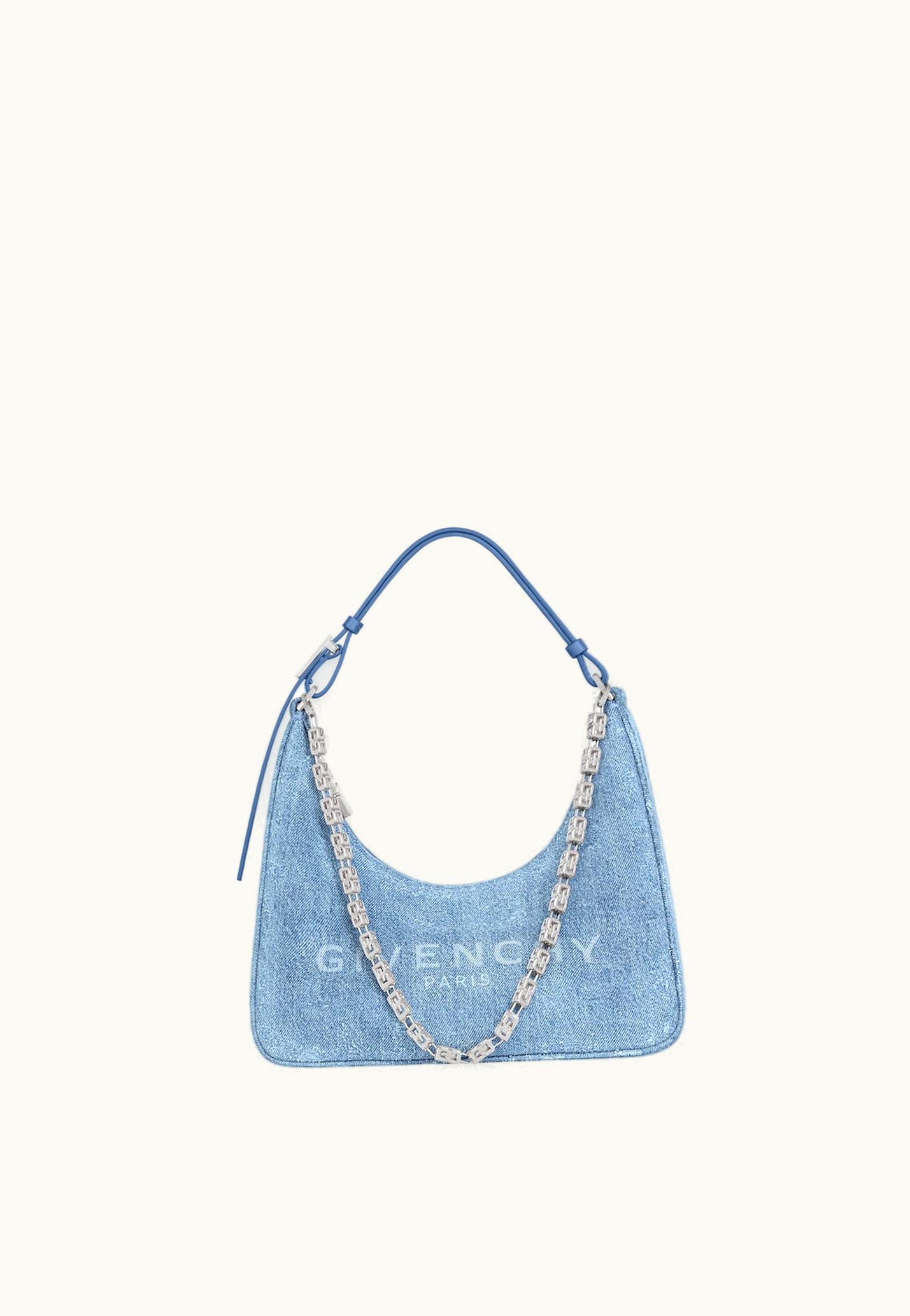 Givenchy Givenchy Small Moon Cut Out Bag In Washed Denim With Chain - Medium Blue