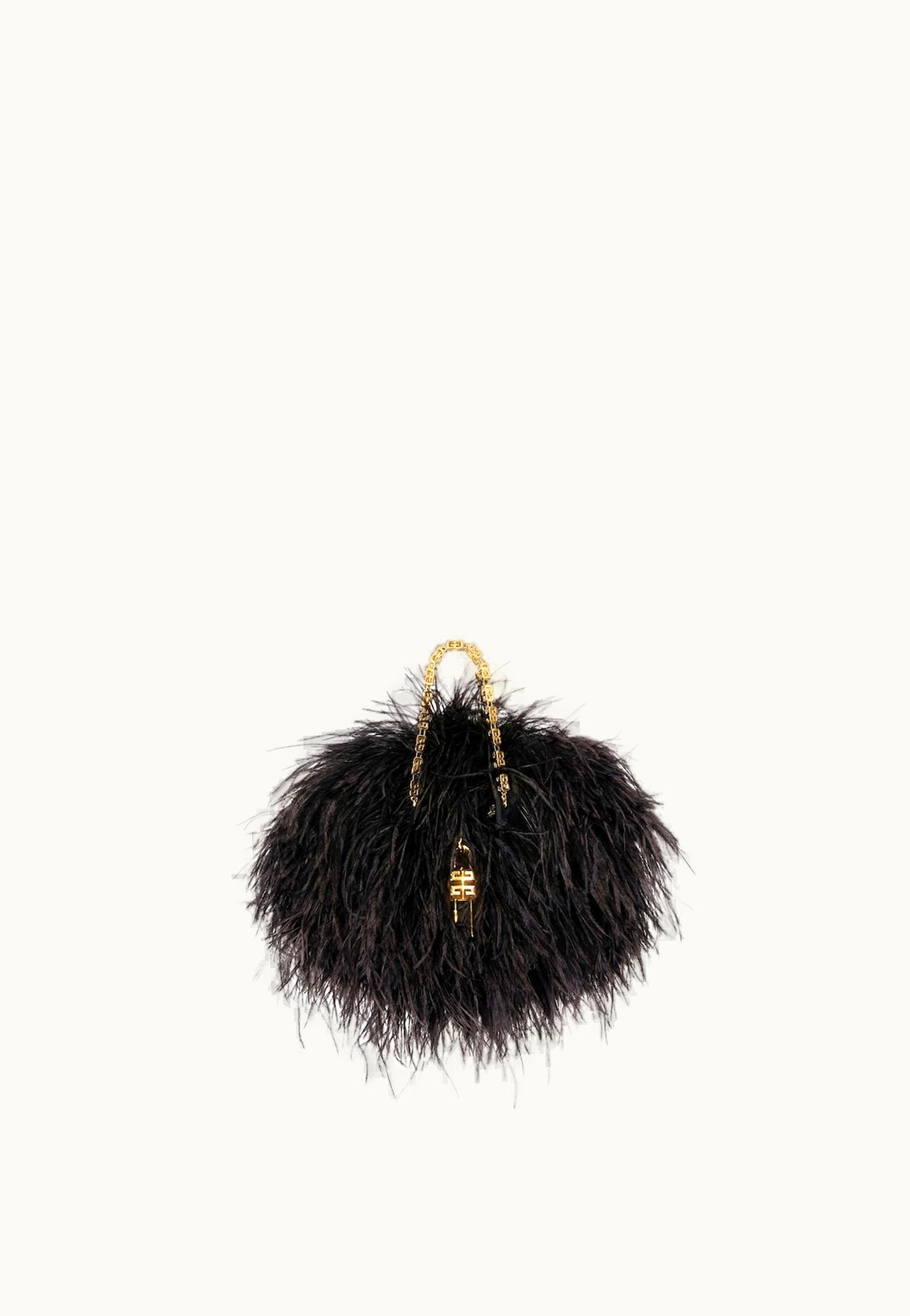 Givenchy Givenchy Mini Kenny Bag In Silk With Feathers - Black
