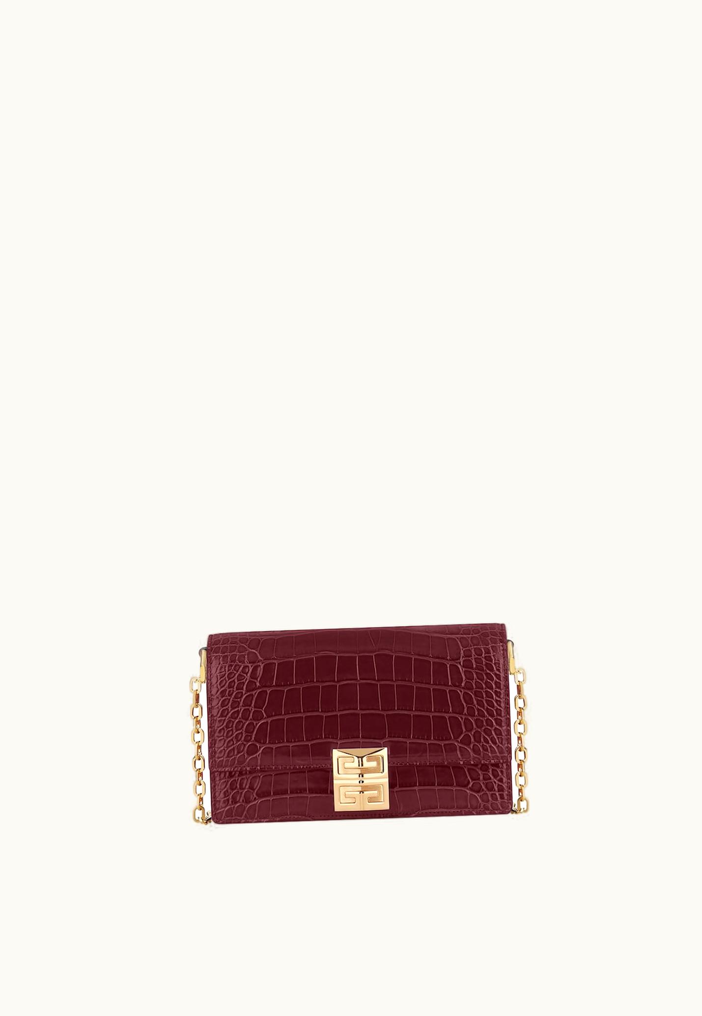 Givenchy Givenchy Small 4G Bag In Crocodile With Chain - Oxblood Red