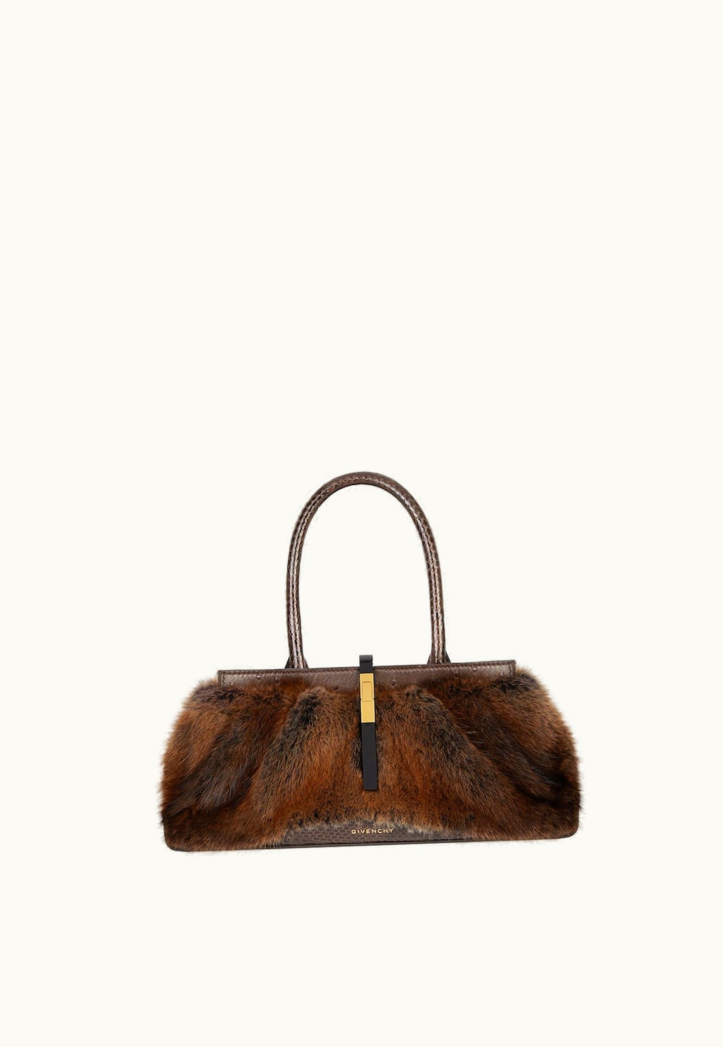 Givenchy Givenchy Small Hand Bag In Python With Fur - Ebony Brown
