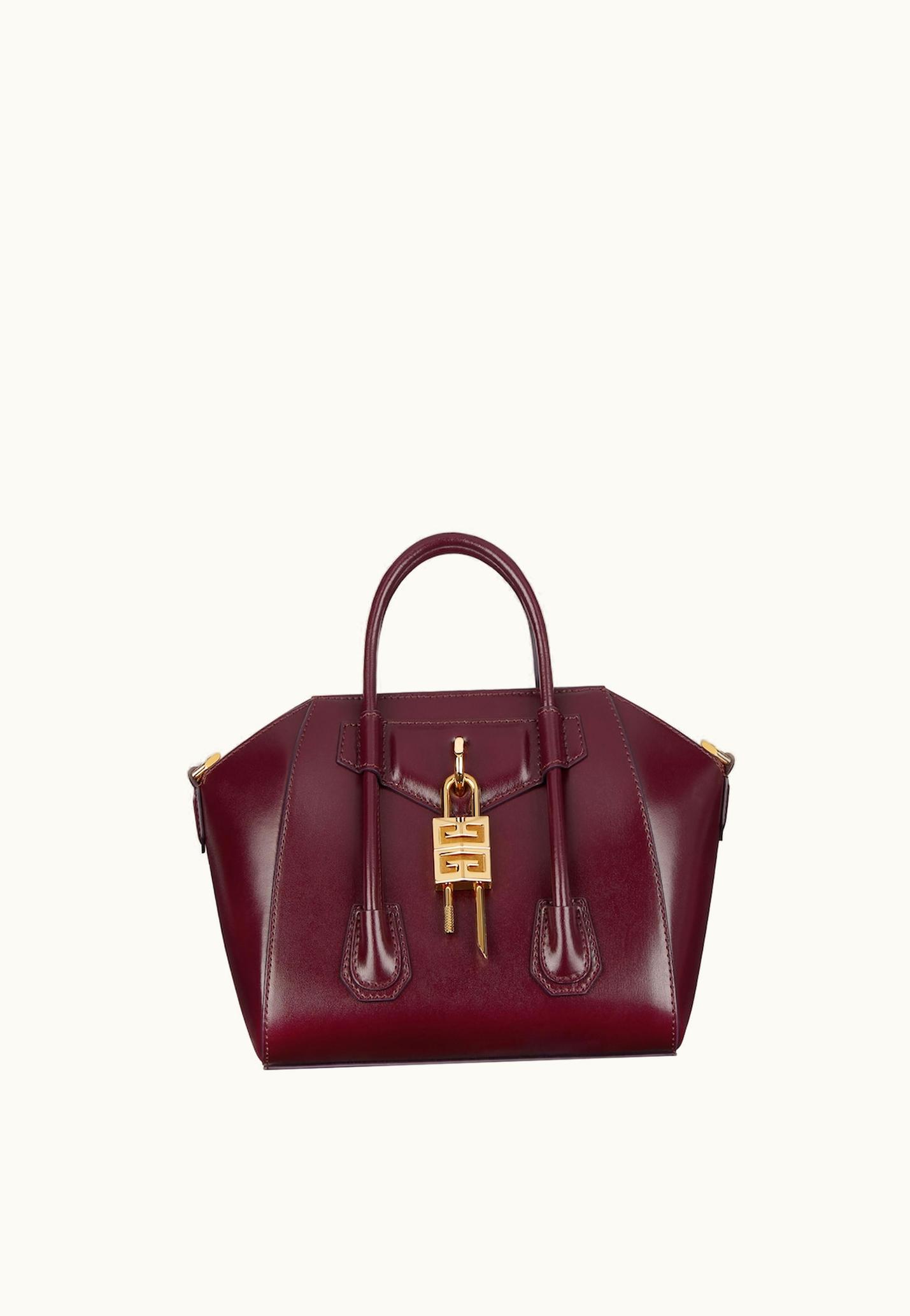 Givenchy Givenchy Mini Antigona Lock Bag In Box Leather - Oxblood Red