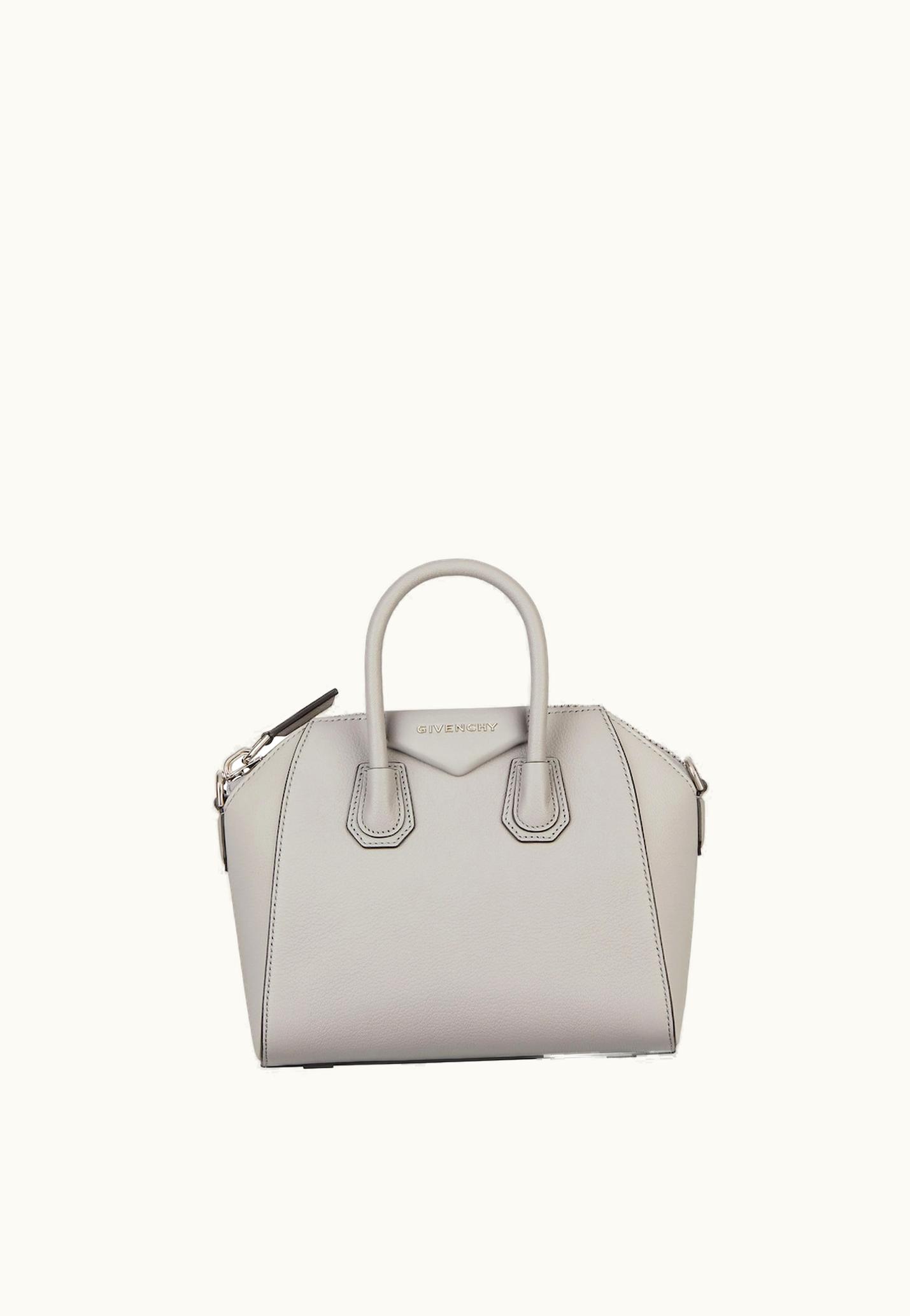 Givenchy Givenchy Mini Antigona Bag In Grained Leather - Pearl Grey
