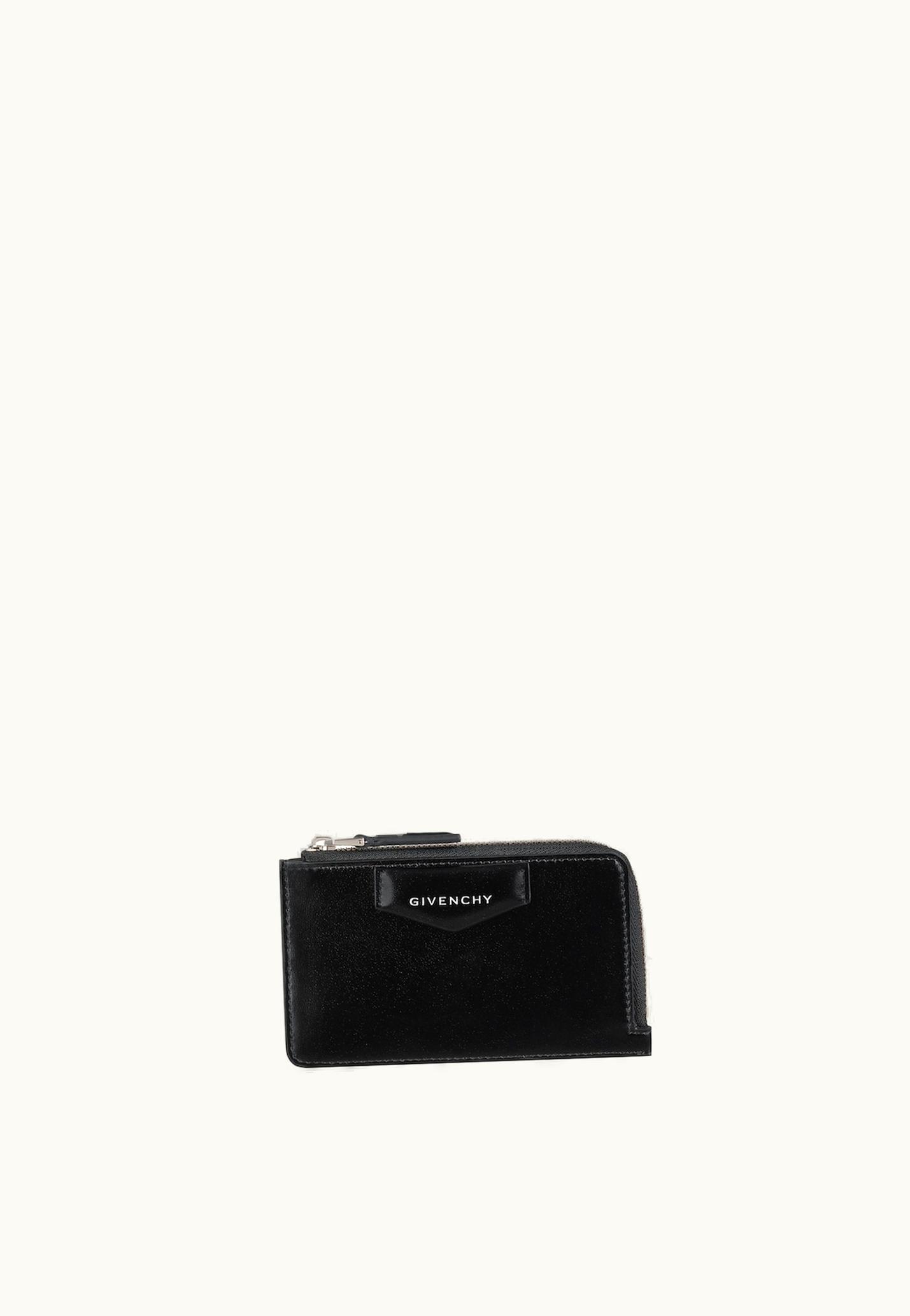 Givenchy Givenchy Antigona Zipped Card Holder In Box Leather - Black