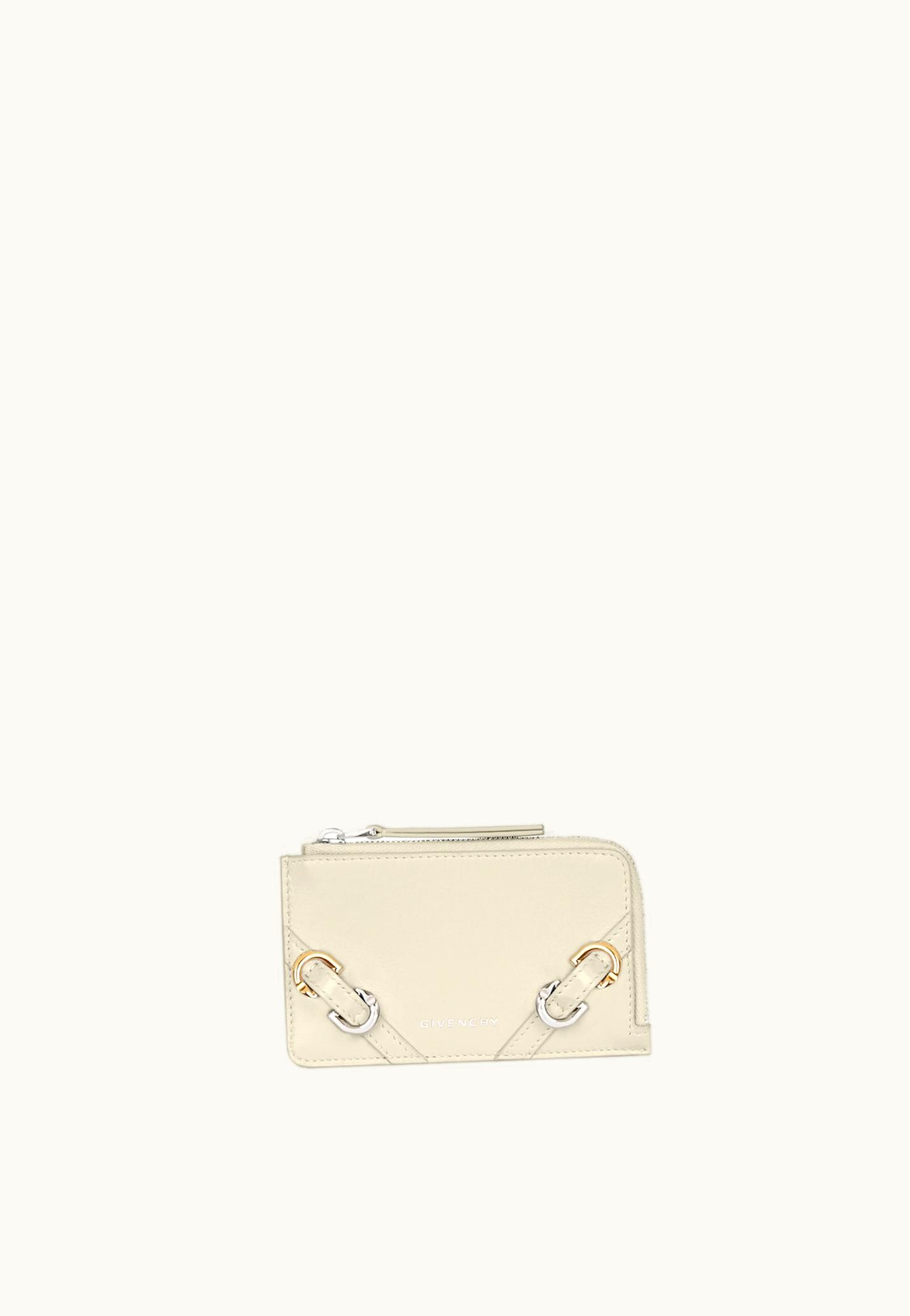 Givenchy Givenchy Voyou Zipped Card Holder In Leather - Natural Beige