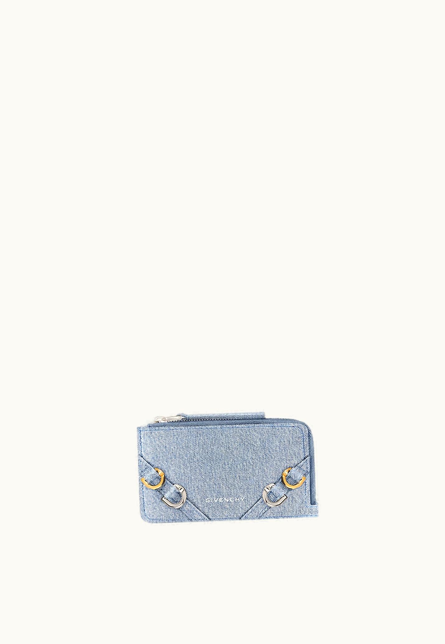 Givenchy Givenchy Voyou Zipped Card Holder In Denim - Medium Blue