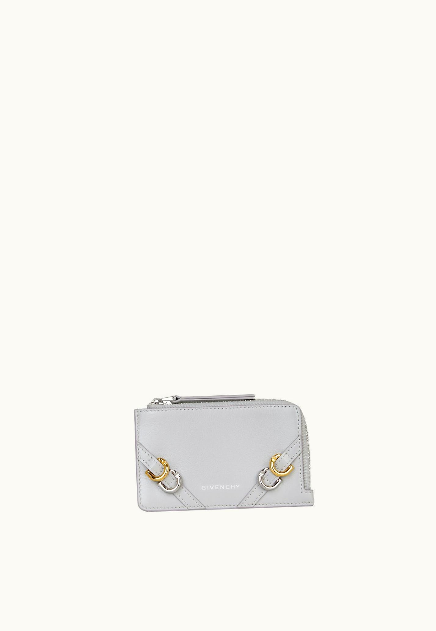 Givenchy Givenchy Voyou Zipped Card Holder In Leather - Light Grey