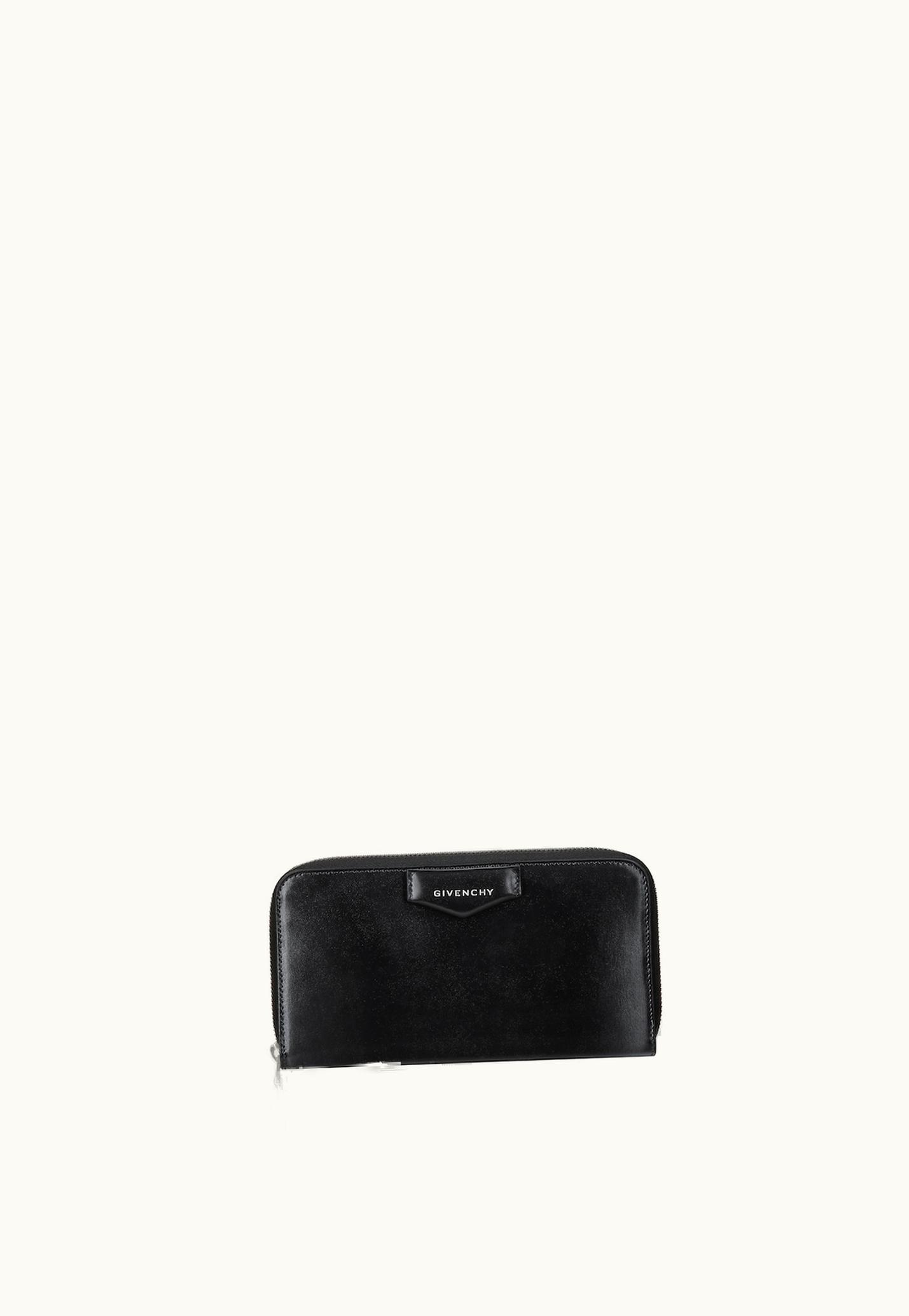 Givenchy Givenchy Antigona Zipped Wallet In Box Leather - Black