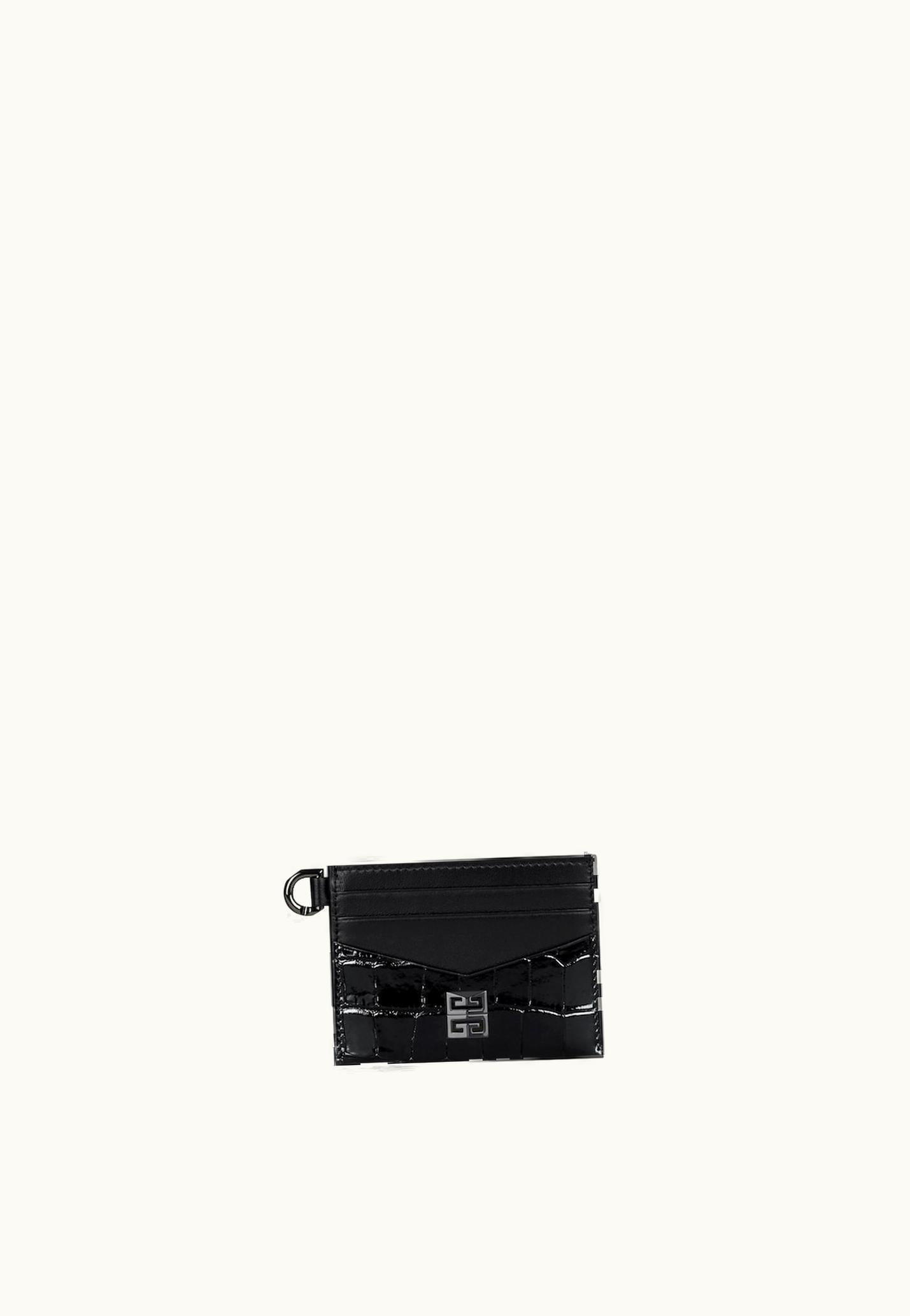 Givenchy Givenchy 4G Card Holder In Crocodile Effect Leather - Black