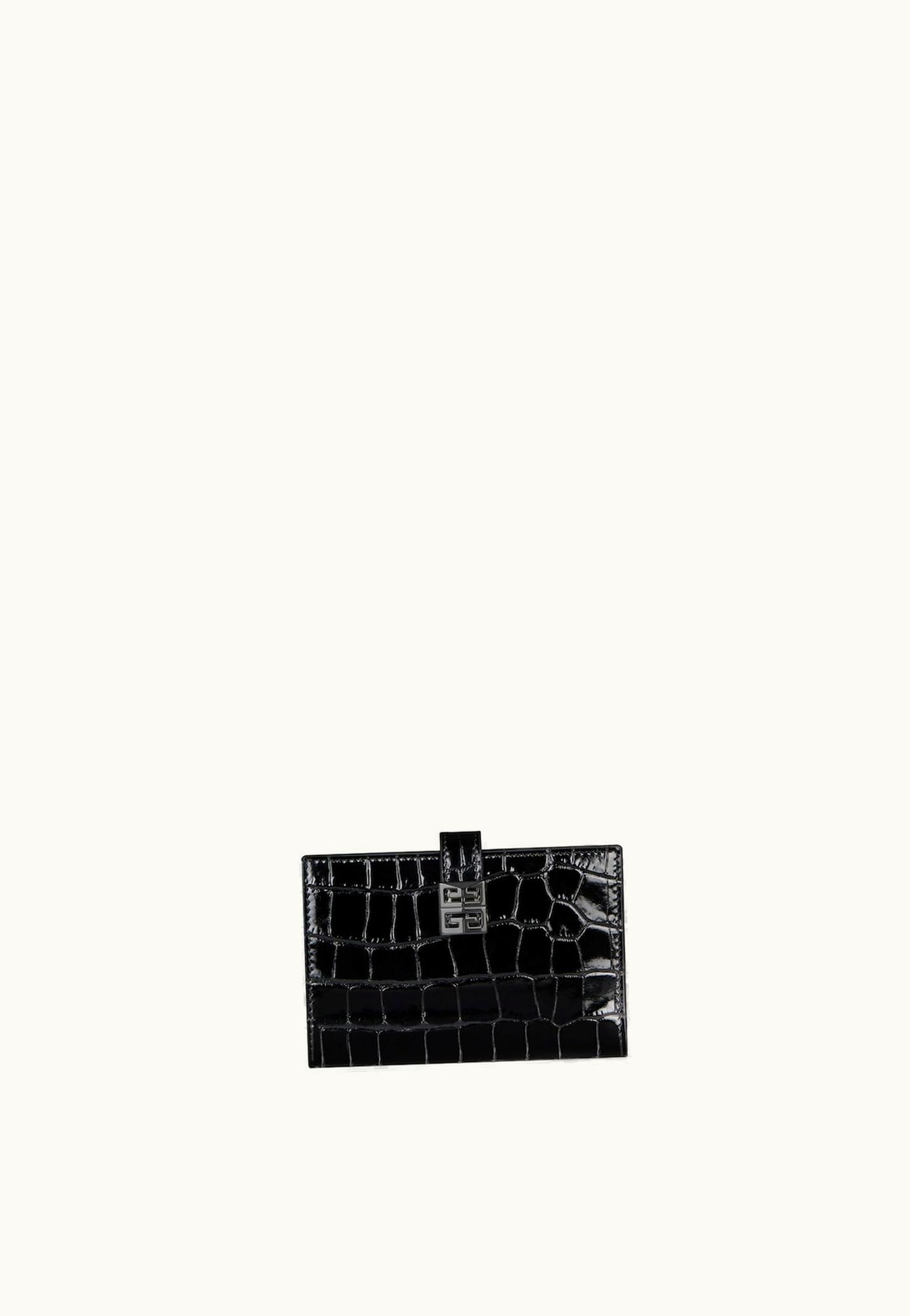 Givenchy Givenchy 4G Wallet In Crocodile Effect Leather - Black BLACK
