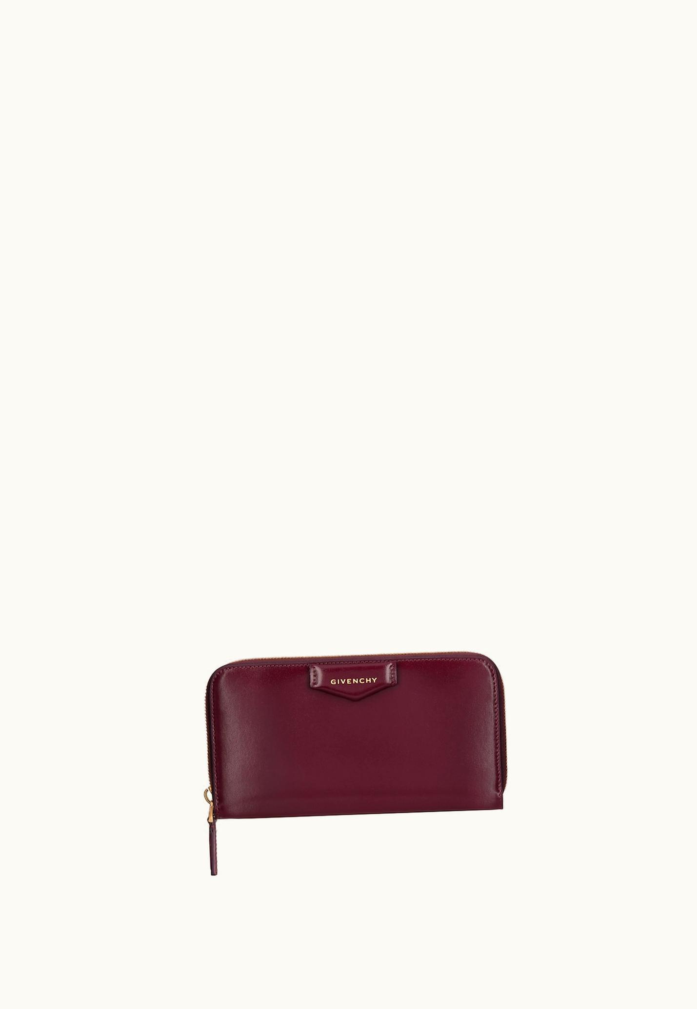 Givenchy Givenchy Antigona Zipped Wallet In Box Leather - Oxblood Red