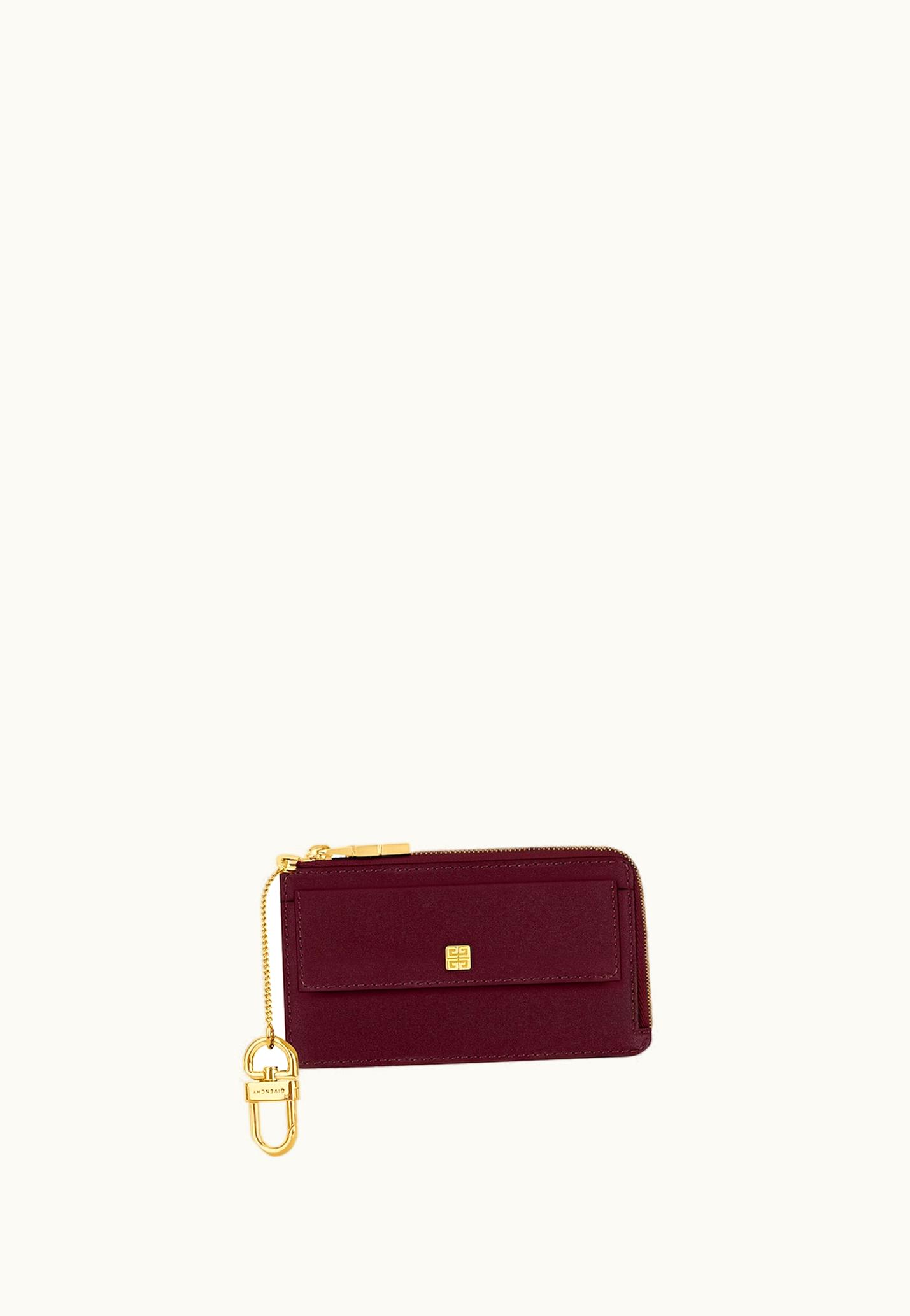 Givenchy Givenchy 4G Zipped Card Holder In Box Leather - Oxblood Red