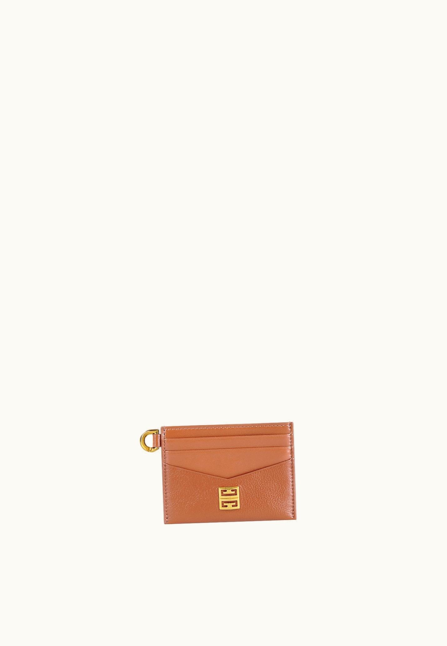 Givenchy Givenchy 4G Card Holder In Grained Leather - Tan