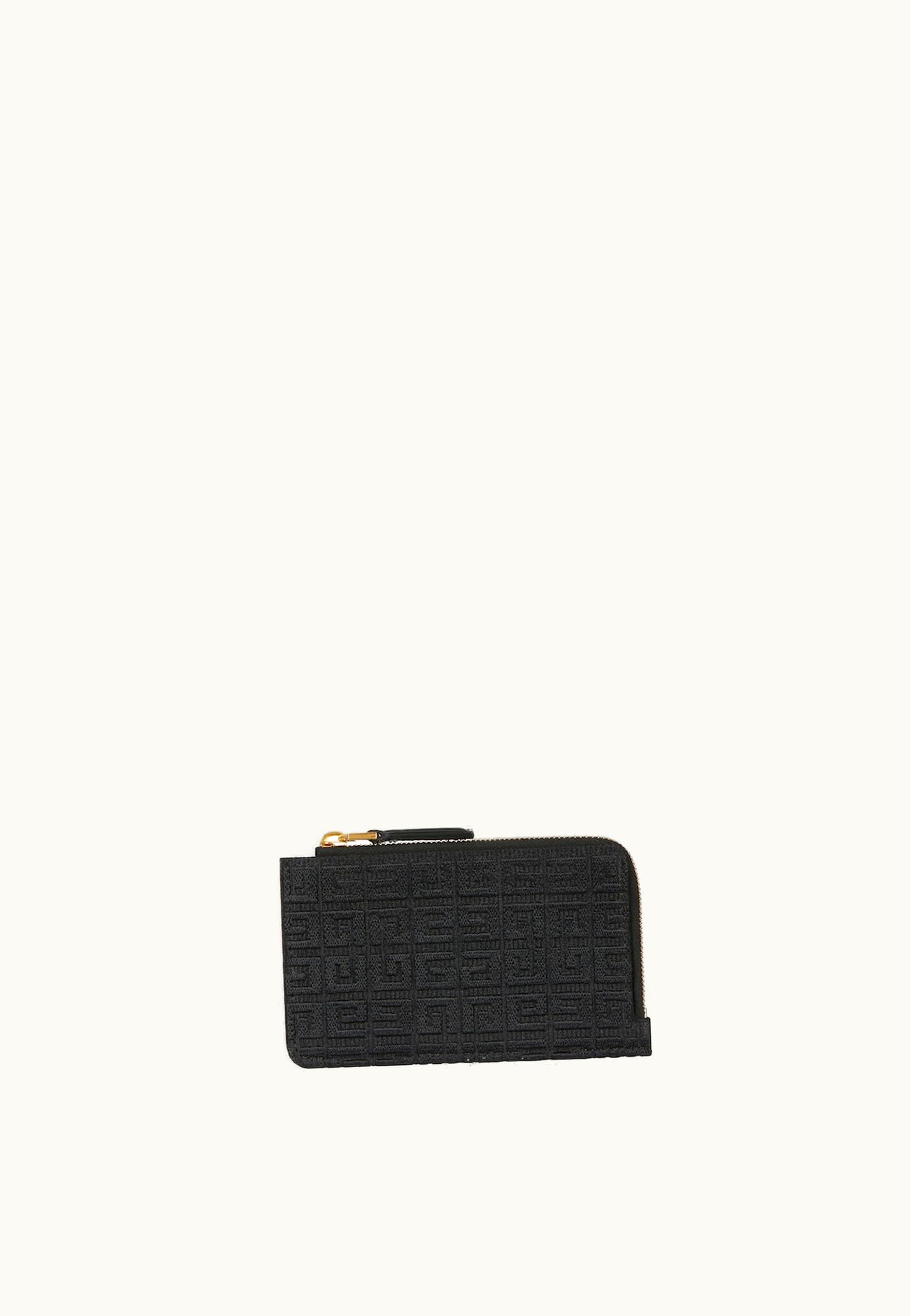Givenchy Givenchy G-Cut Zipped Card Holder In 4G Embroidered Canvas - Black