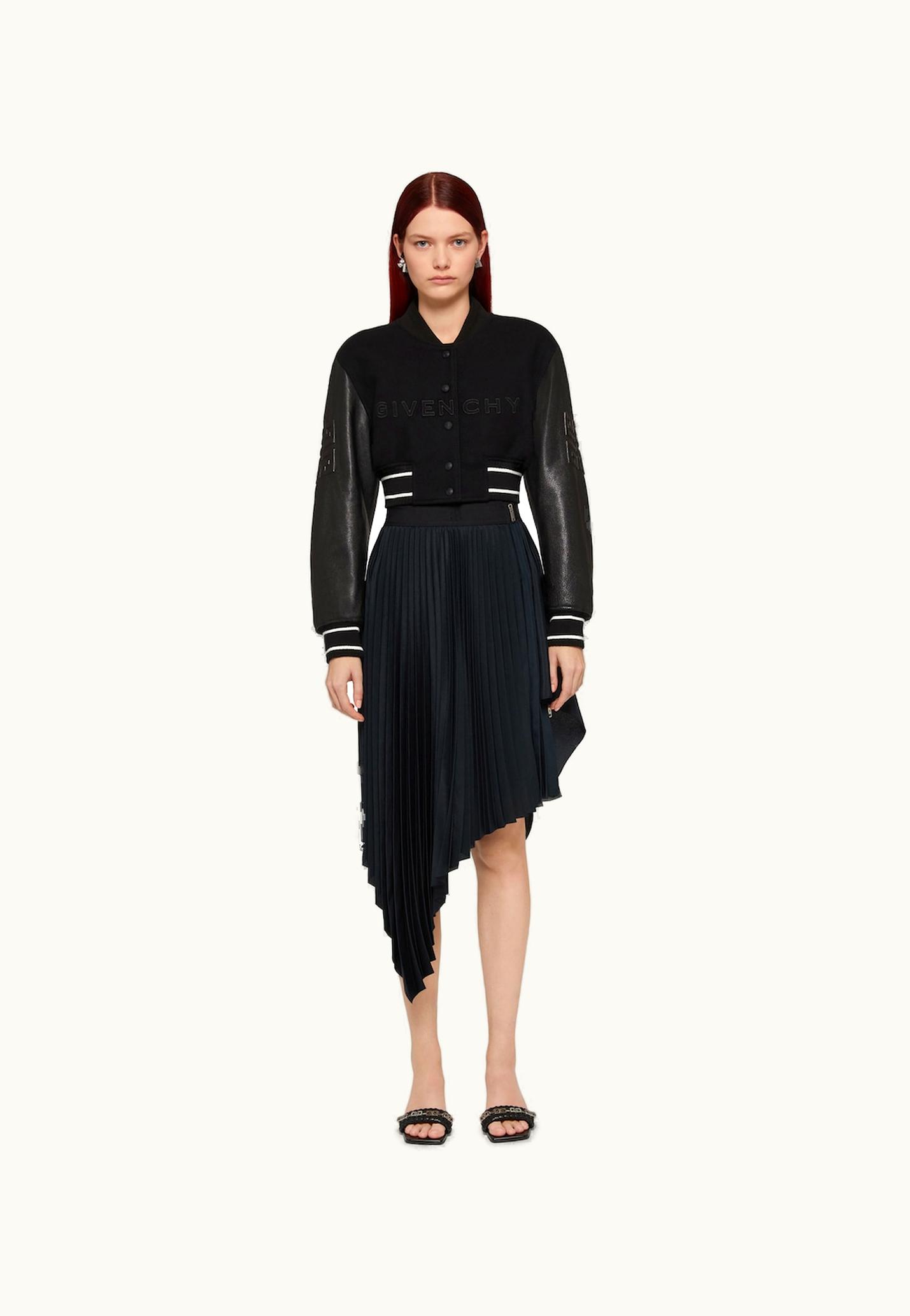 Givenchy Givenchy Cropped Varsity Jacket In Wool And Leather - Black / White