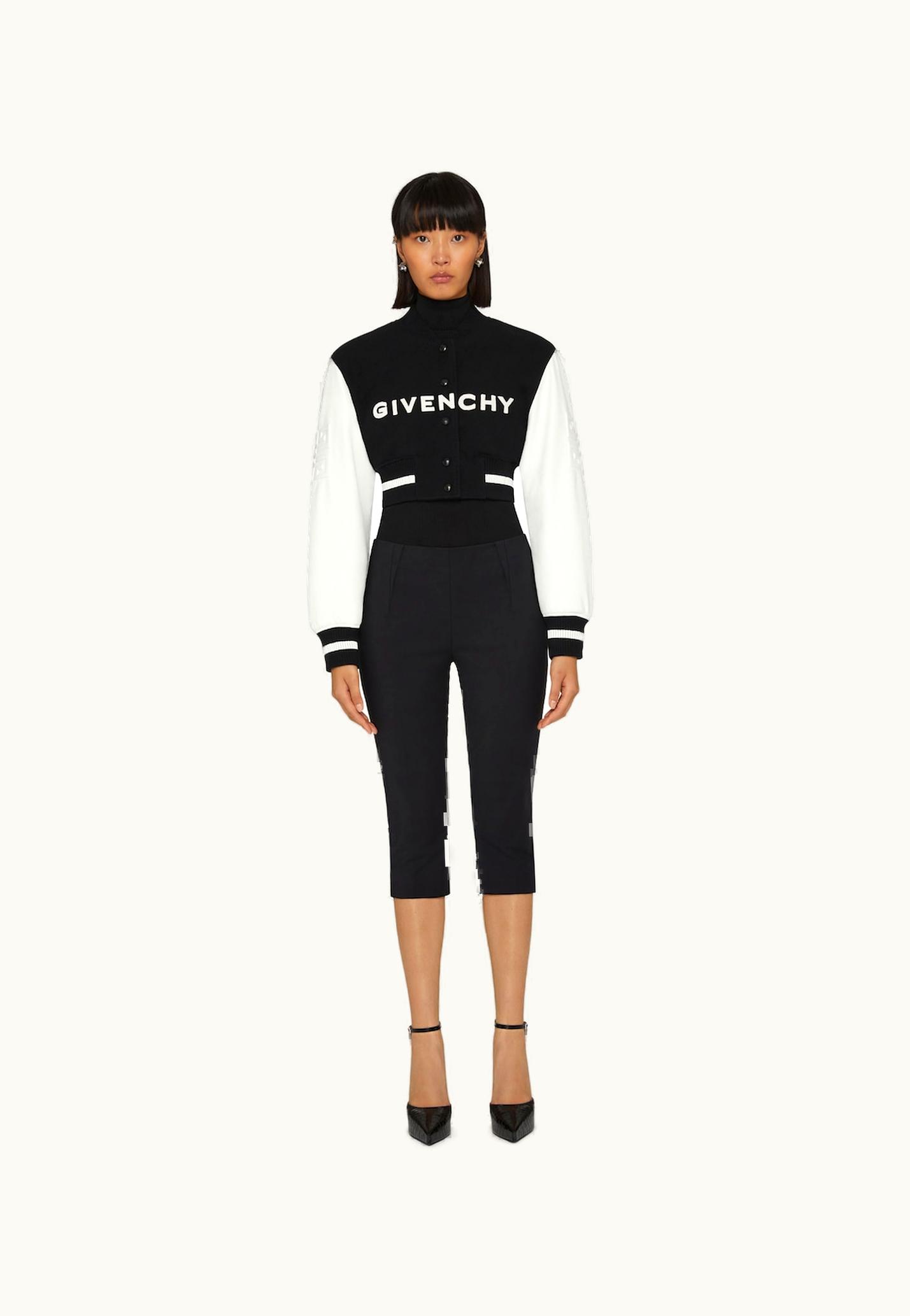 Givenchy Givenchy Cropped Varsity Jacket In Wool And Leather - Black / White BLACK/WHITE
