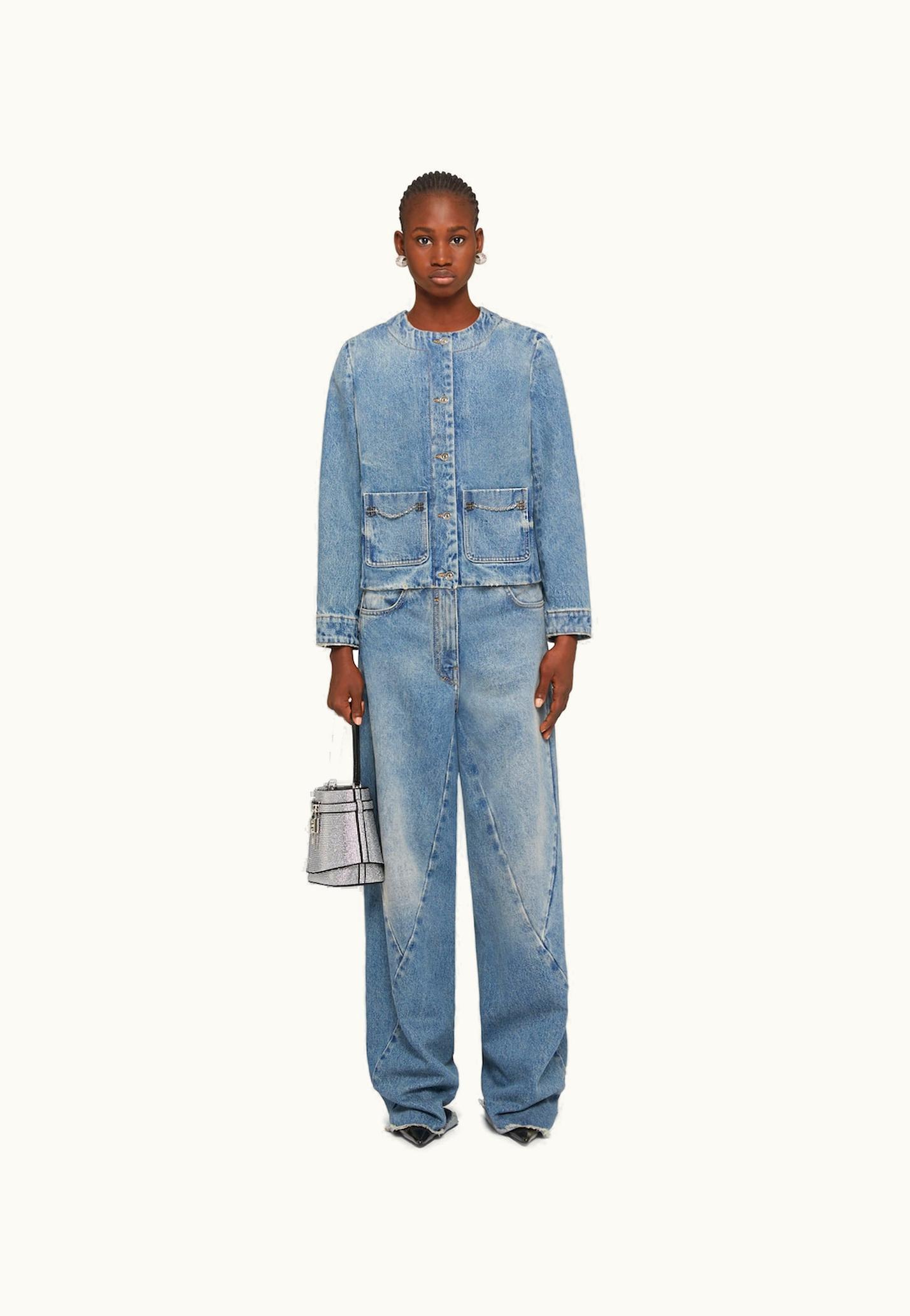 Givenchy Givenchy Jacket In Denim With Chain Details - Medium Blue
