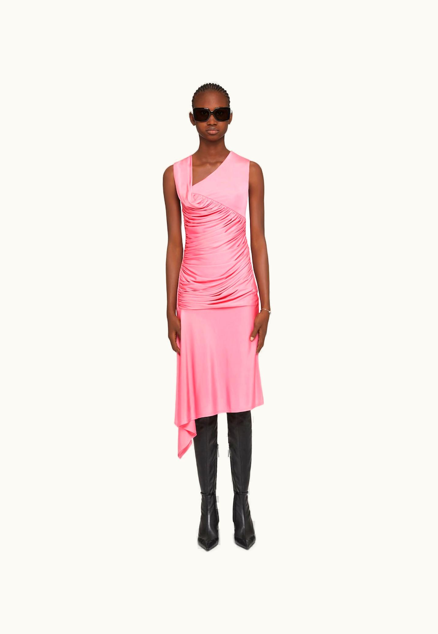 Givenchy Givenchy Asymmetrical Draped Dress In Jersey - Flamingo