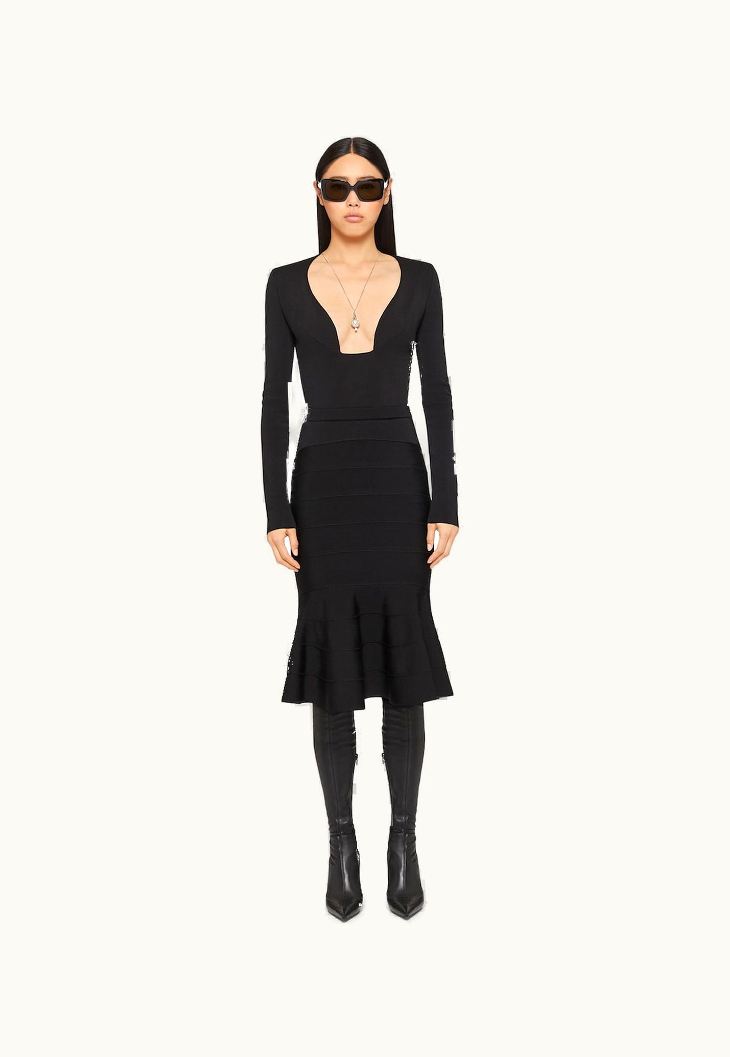 Givenchy Givenchy Low-cut Sweater In Punto Milano - Black