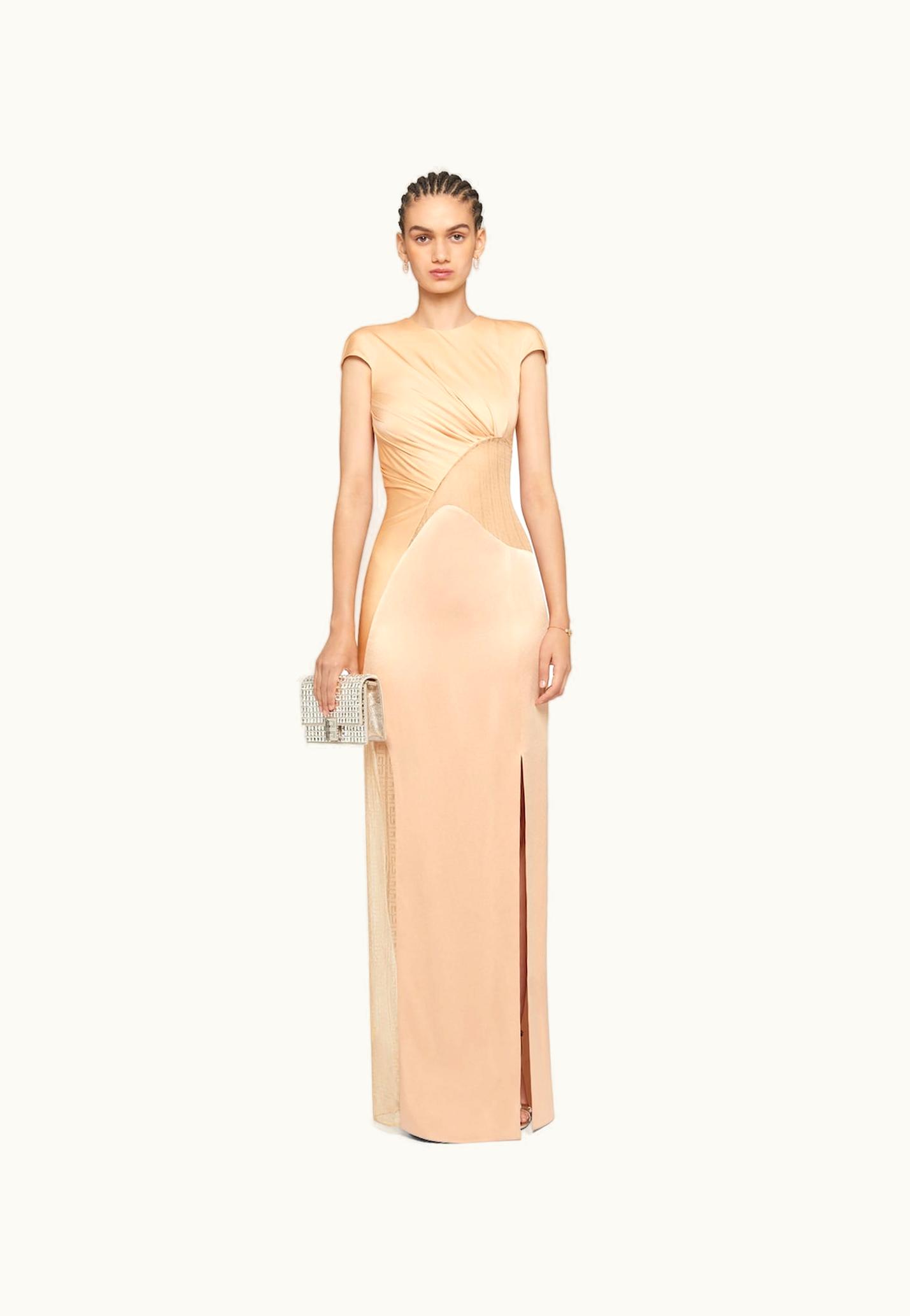 Givenchy Givenchy Evening Satin Dress And 4G Lace - Tan TAN