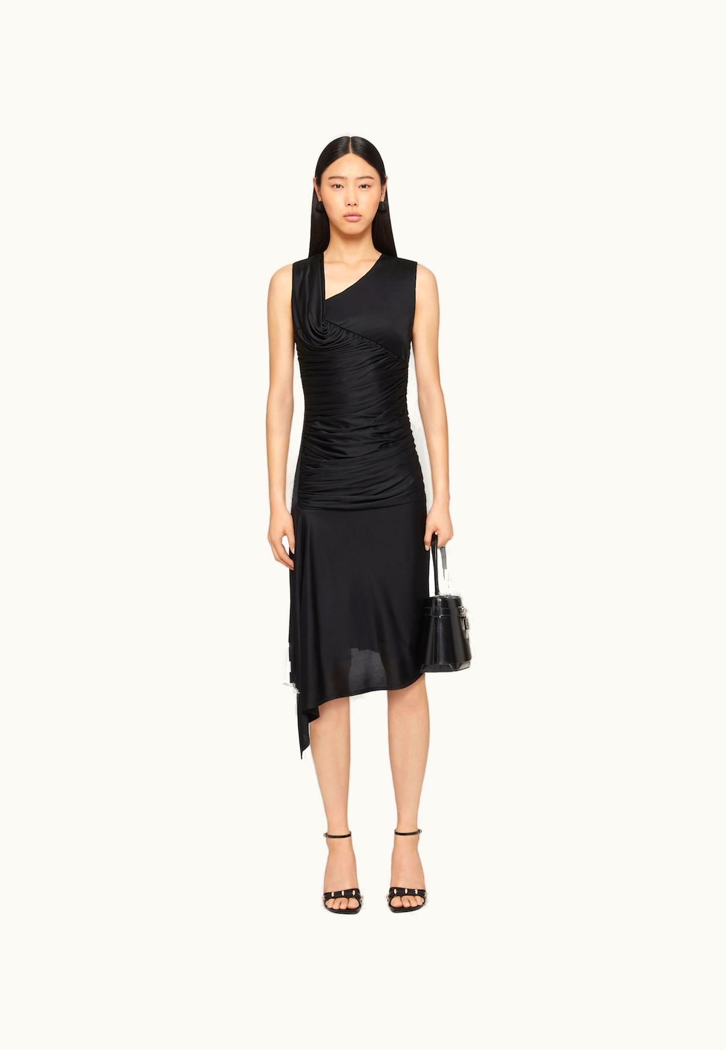Givenchy Givenchy Asymmetrical Draped Dress In Jersey - Black