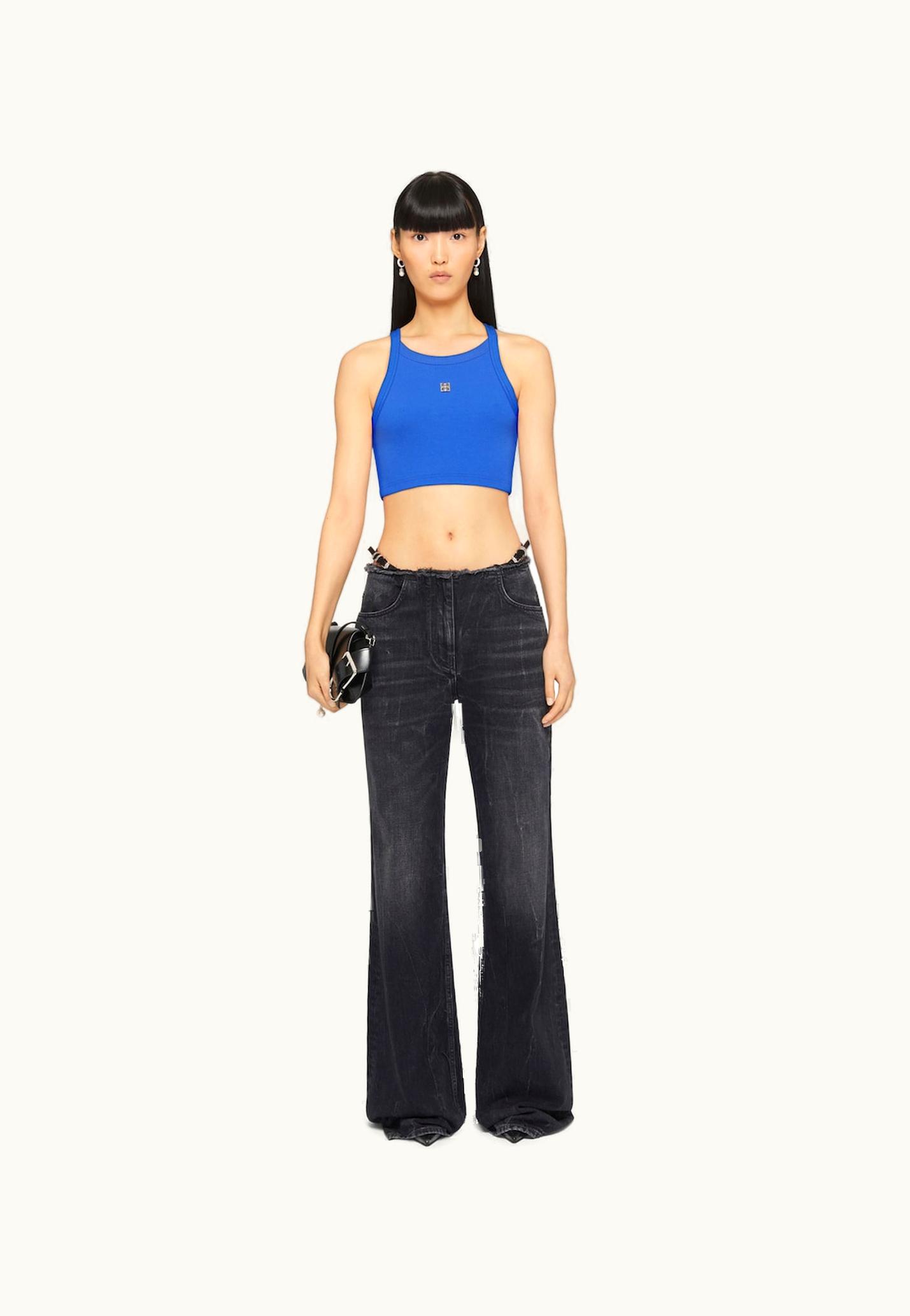 Givenchy Givenchy Cropped Tank Top In Cotton With 4G Detail IRIS PURPLE