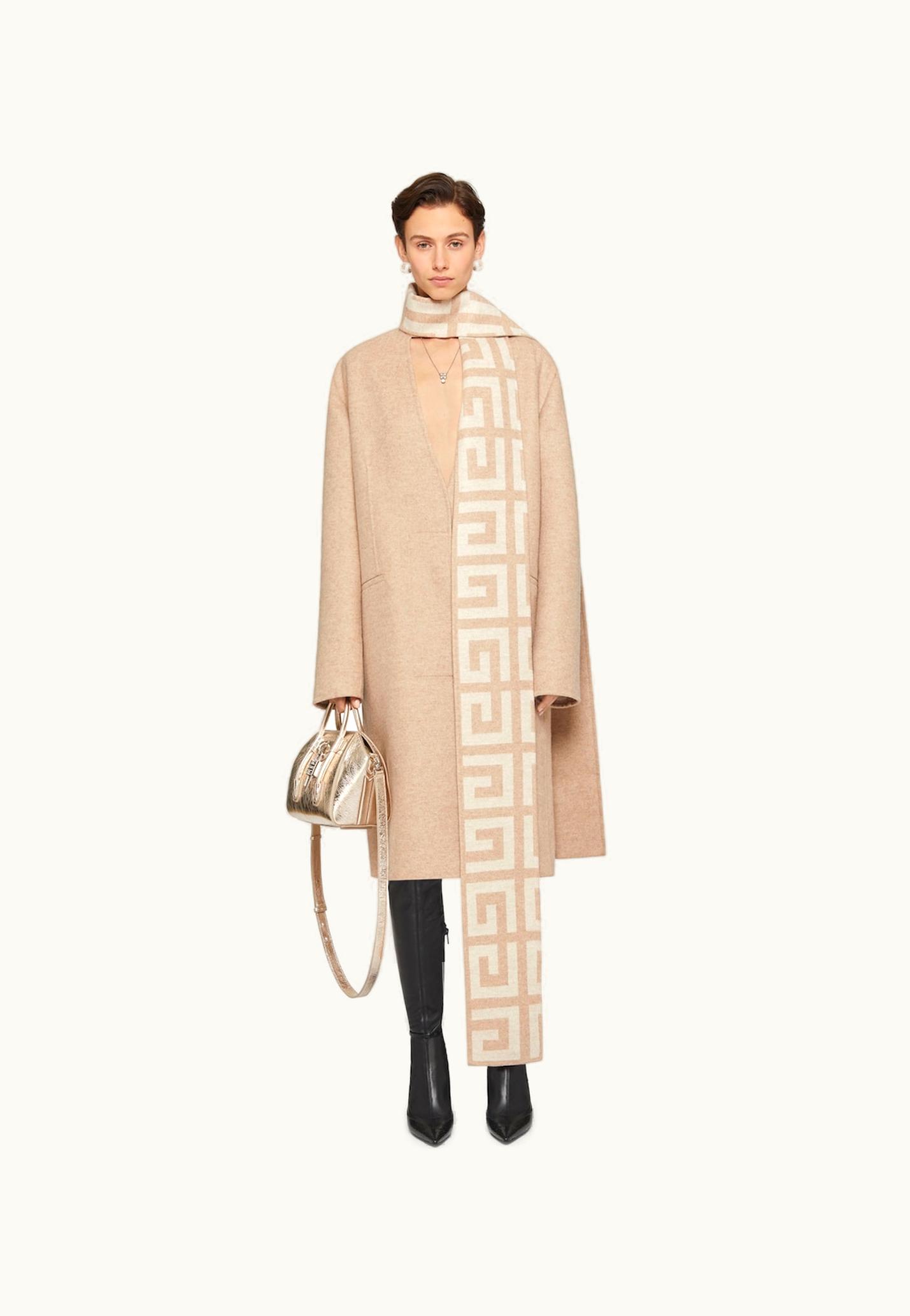 Givenchy Givenchy Coat In Double Face 4G Wool With Scarf - Hazel / Beige