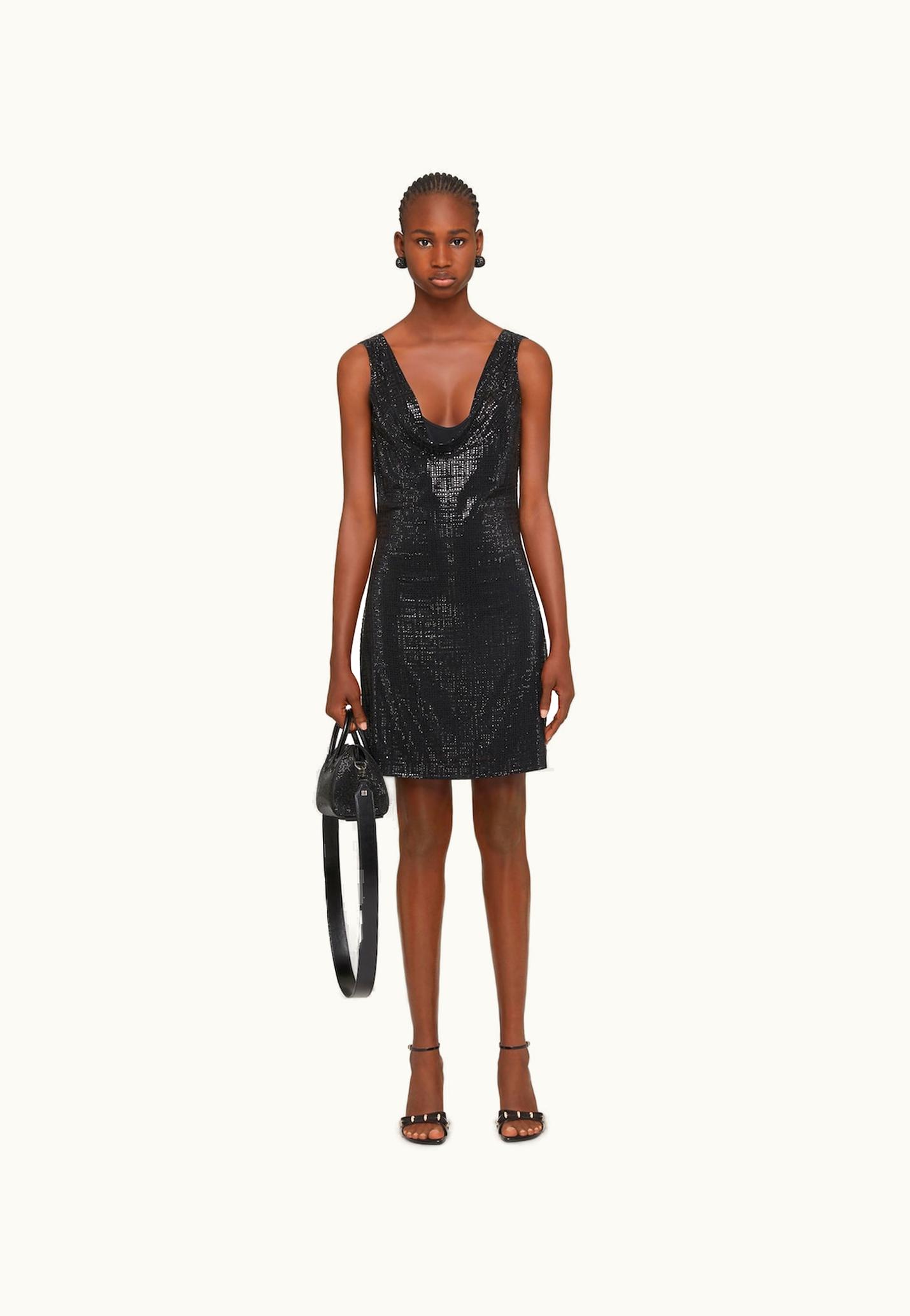 Givenchy Givenchy Draped Dress In Silk With 4G Rhinestones - Black