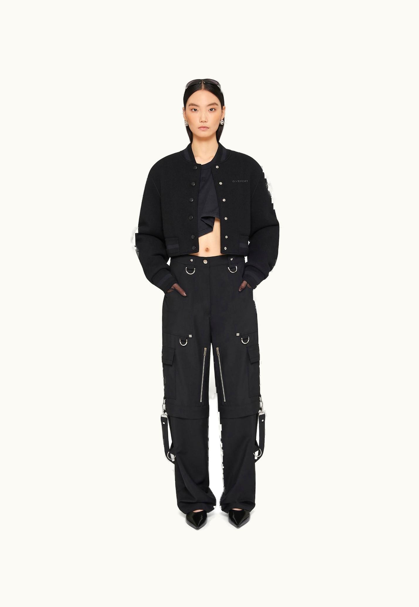 Givenchy Givenchy Cropped Varsity Jacket In Wool With Rhinestones - Black