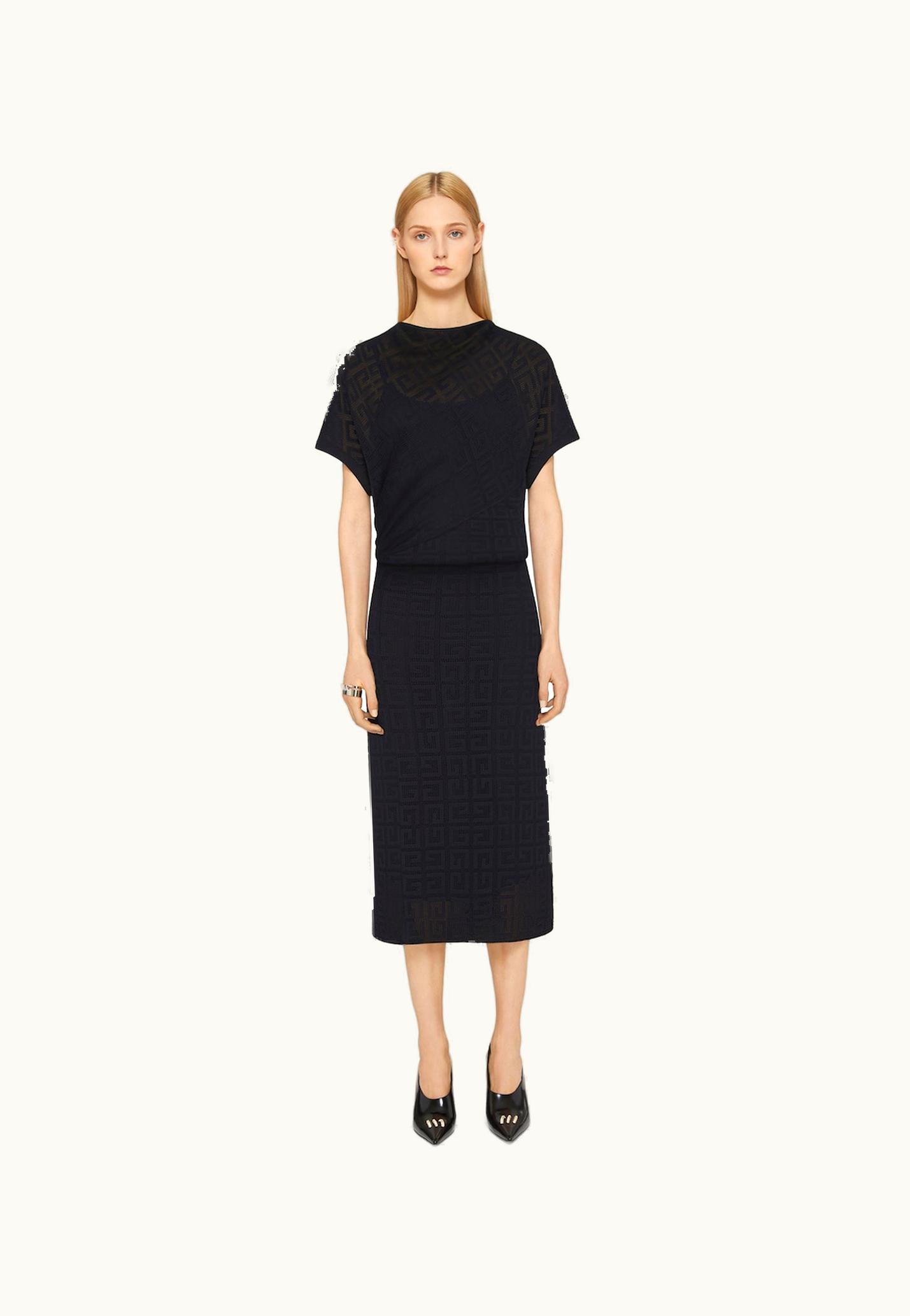 Givenchy Givenchy Draped Dress In 4G Jacquard - Black