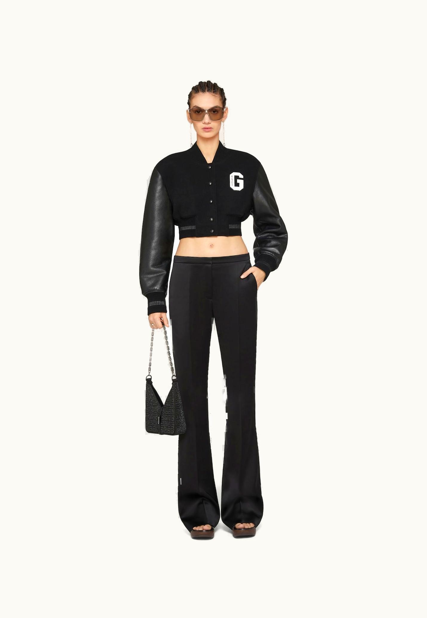 Givenchy Givenchy College Cropped Varsity Jacket In Wool And Leather - Black / White