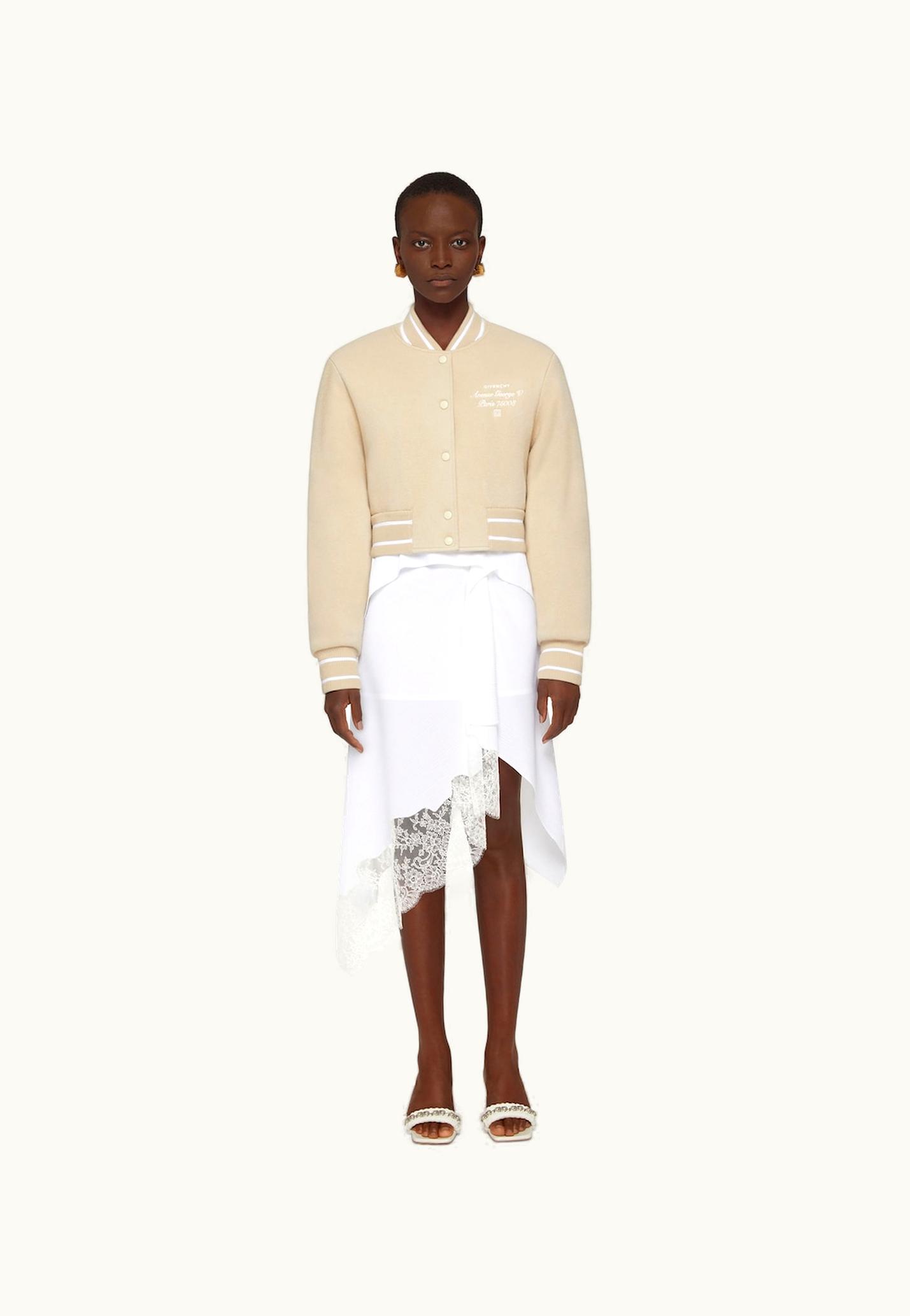 Givenchy Givenchy Cropped Varsity Jacket In Wool - Beige / White