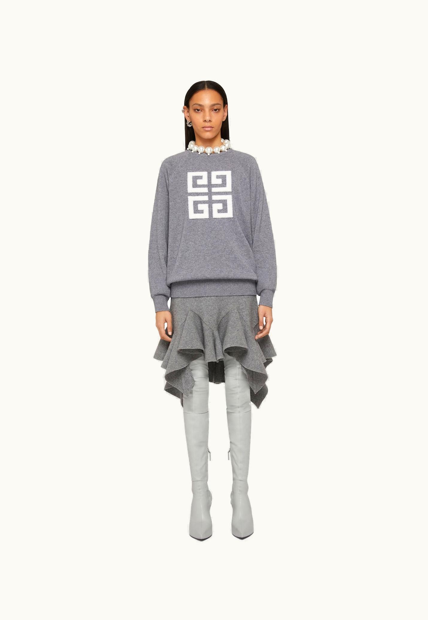 Givenchy Givenchy 4G Sweater In Cashmere - Grey / Ecru