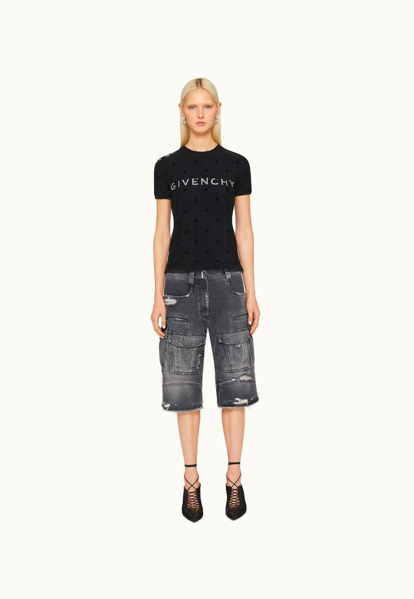 Givenchy Givenchy Double Layered Fitted T-Shirt In Cotton With 4G Tulle - Black