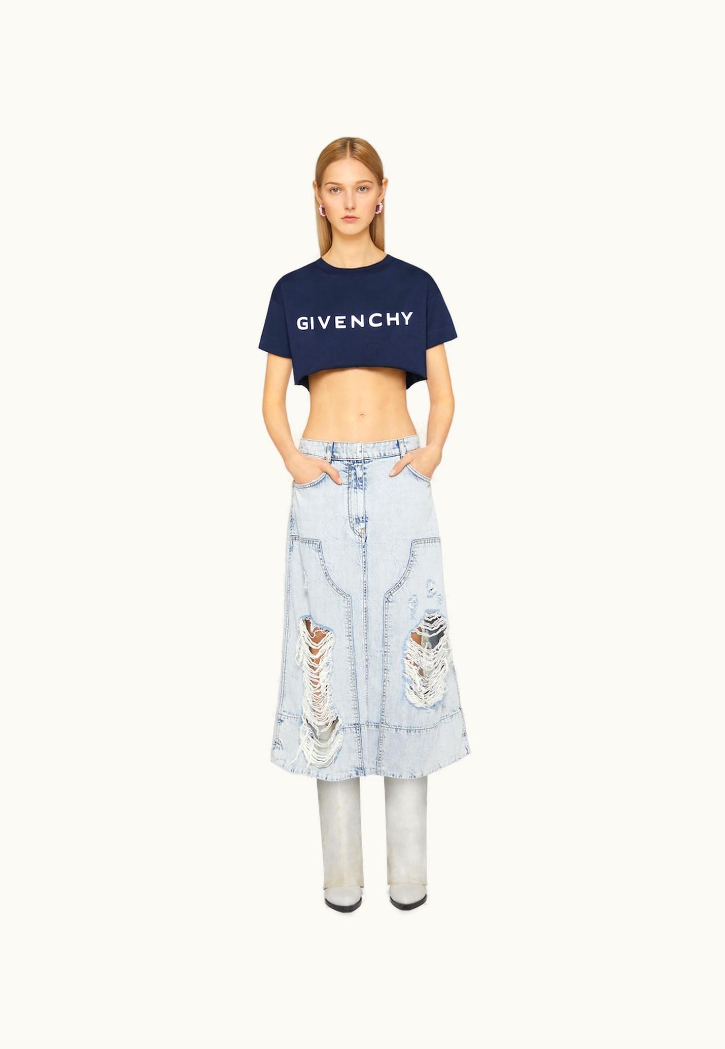Givenchy Givenchy Archetype Cropped T-Shirt In Cotton - Dark Navy