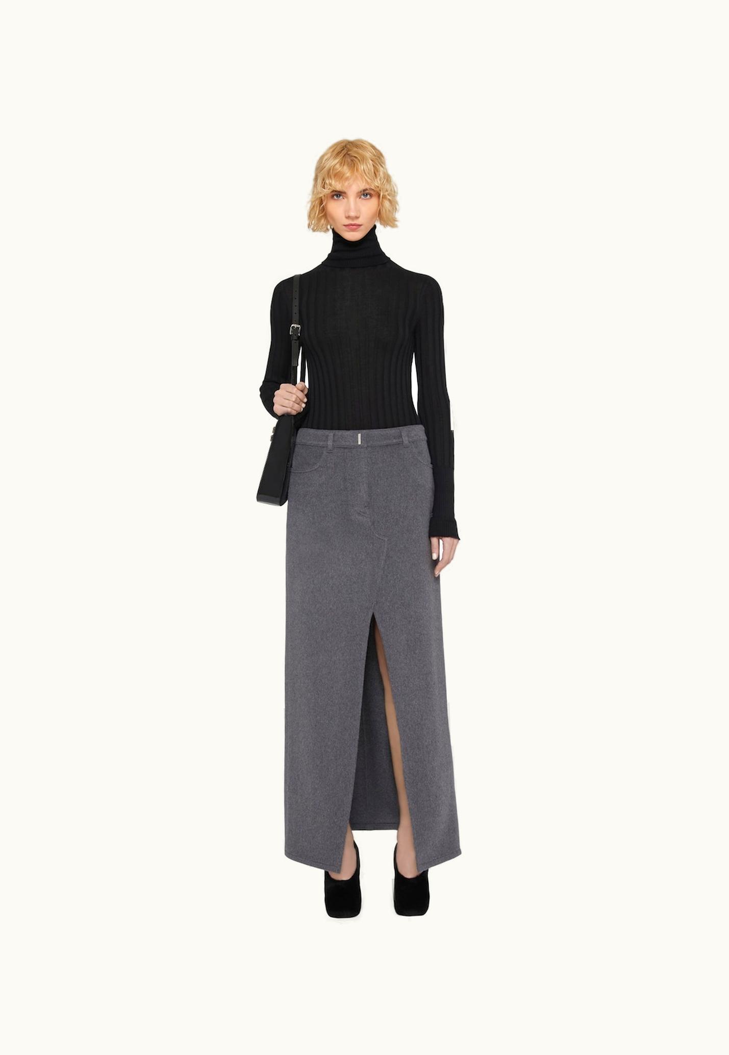 Givenchy Givenchy Skirt In Wool And Cashmere With Slit - Dark Grey