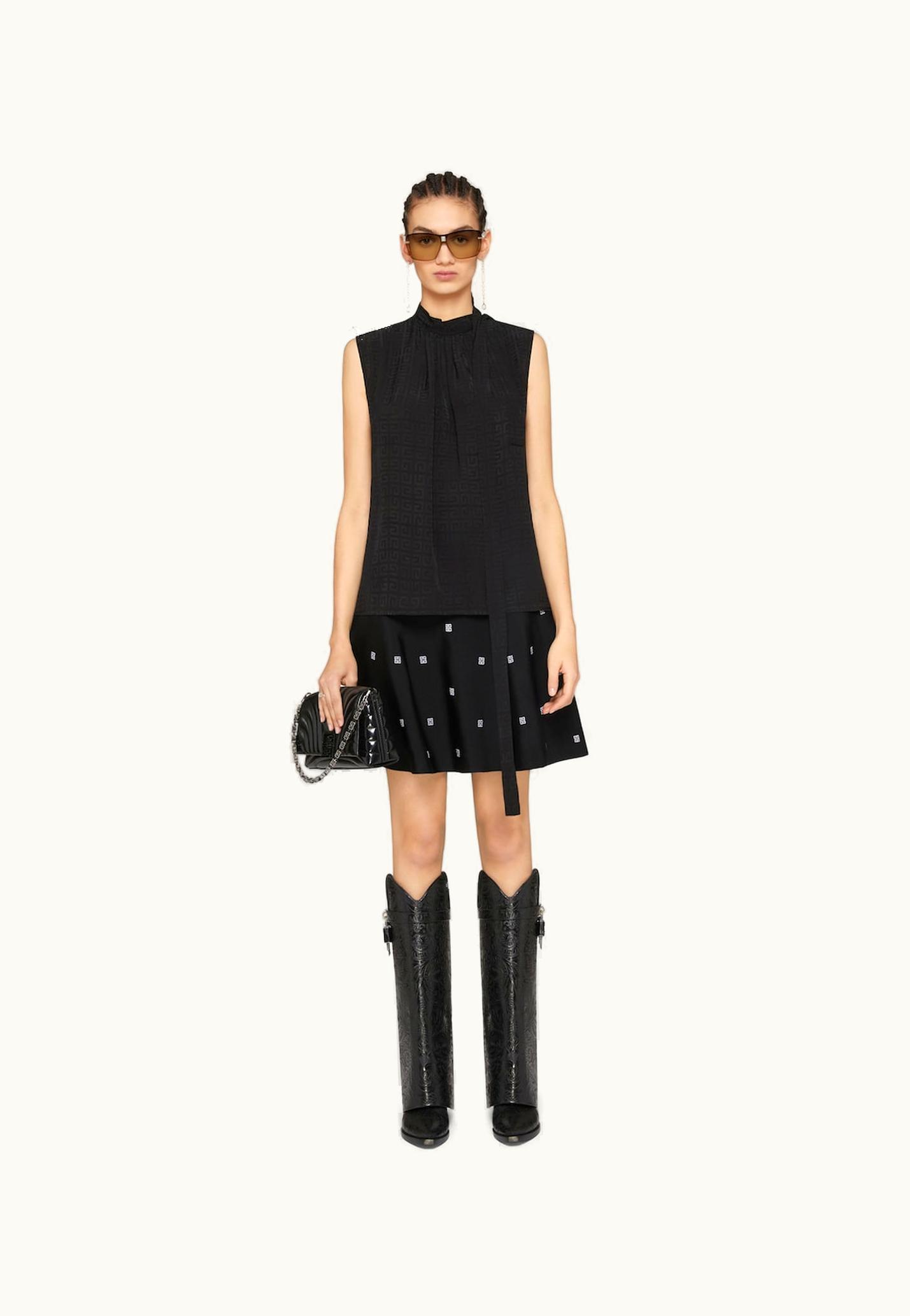 Givenchy Givenchy Top In 4G Jacquard With Lavalliere - Black