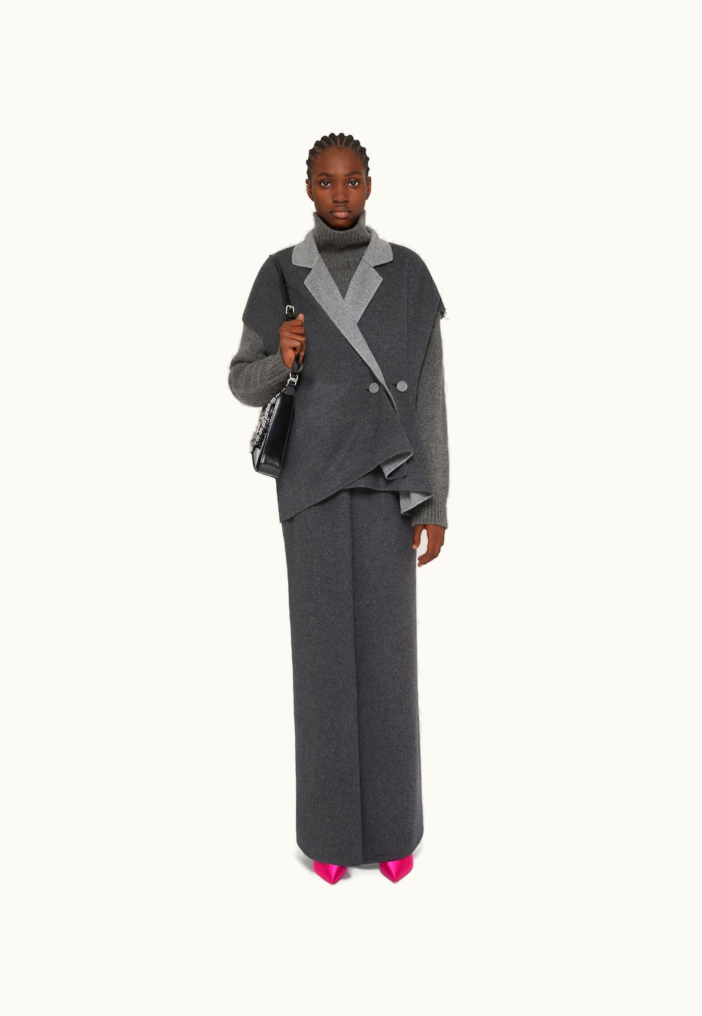 Givenchy Givenchy Sleeveless Jacket In Double Face Wool And Cashmere - Dark Grey / Grey