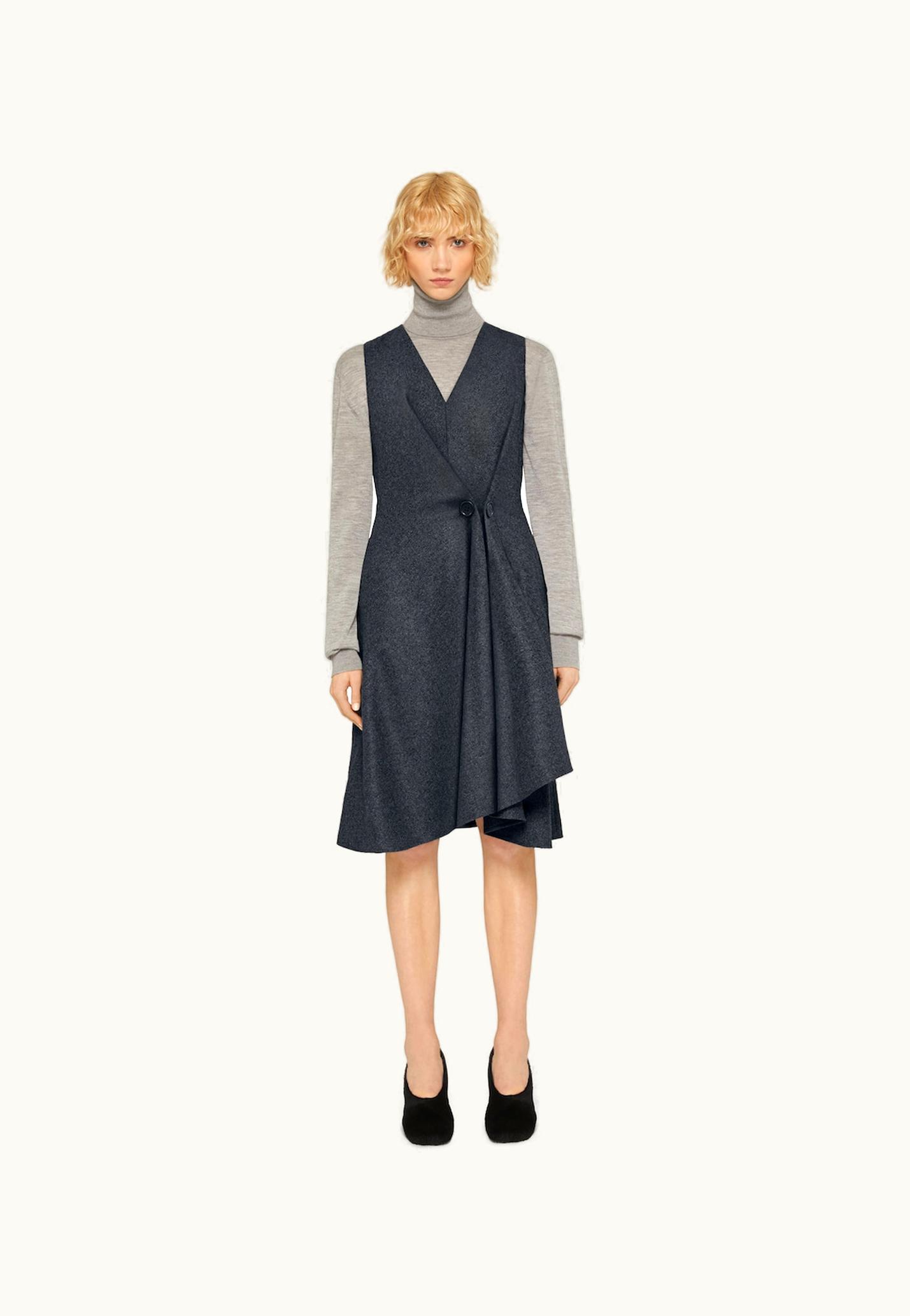 Givenchy Givenchy Dress With Buttons And Pleated Effect In Wool - Grey