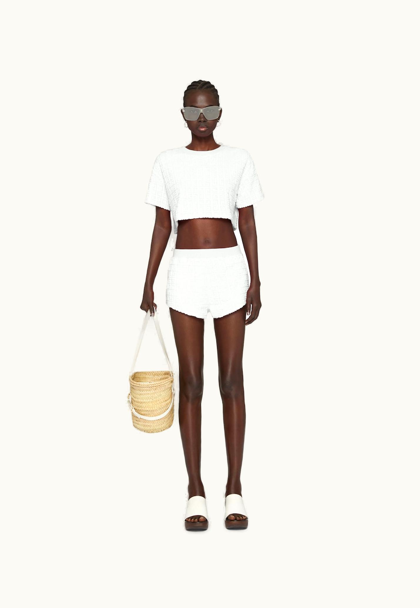 Givenchy Givenchy Cropped T-Shirt In 4G Cotton Towelling Jacquard - White