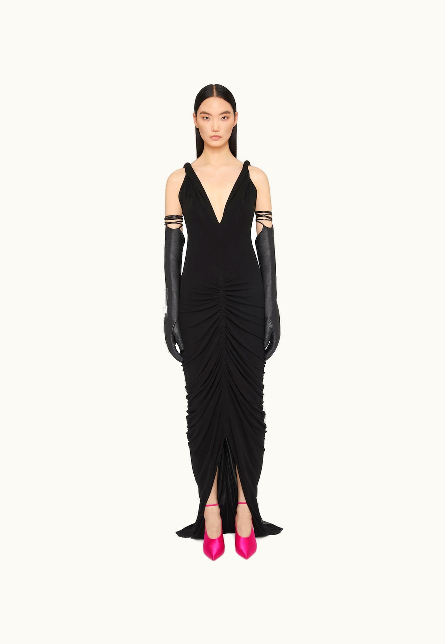 Givenchy Givenchy Ruched Dress With Twisted Straps In Crepe - Black